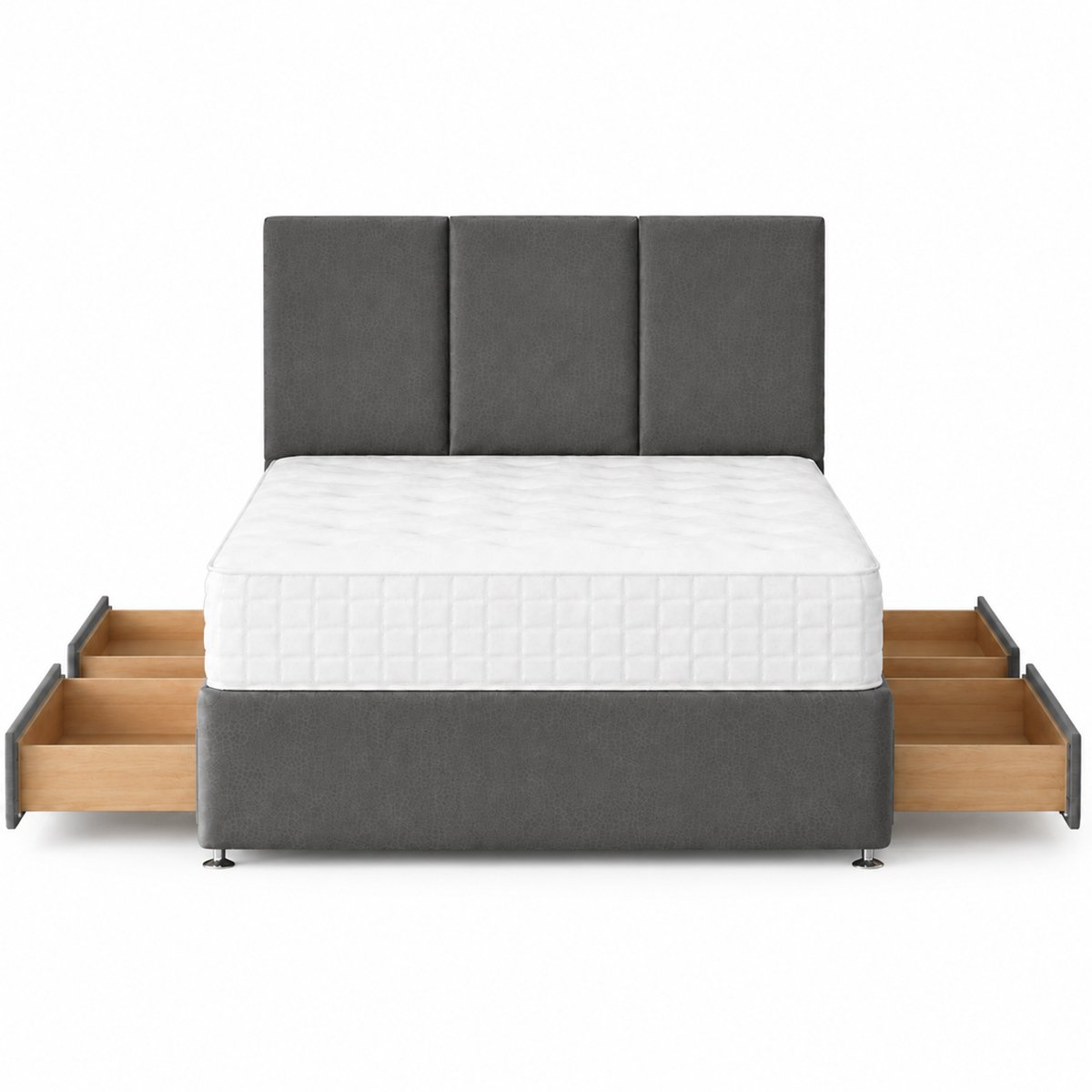 Comfy Deluxe 6ft Super King    4 Drawer Plush Velvet Divan Bed Set -  Grey