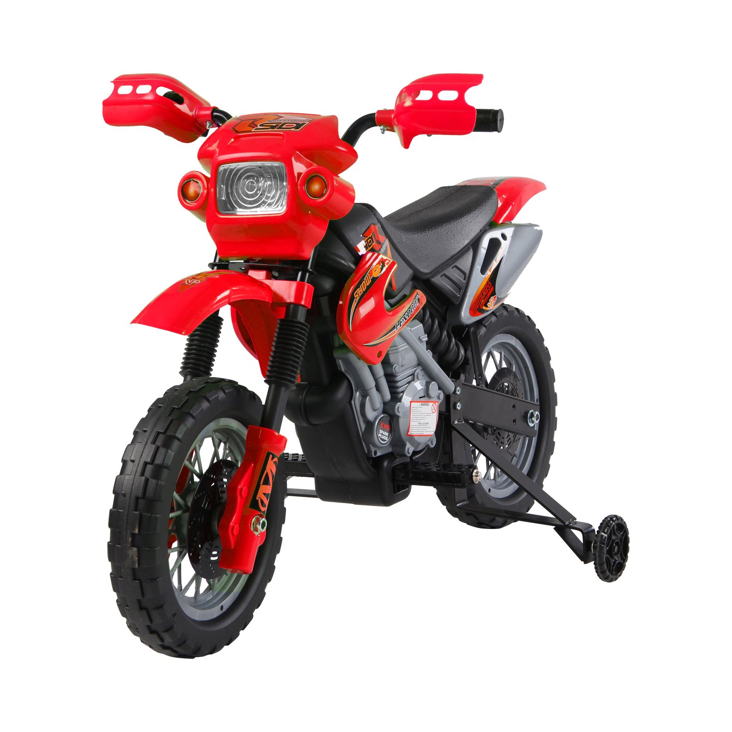 HOMCOM 6V 3 to 6 Years Training Wheels Electric Ride on Motorbike – Red