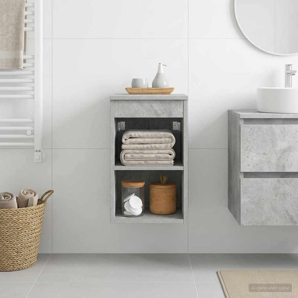 Walplus Wood Bathroom Cabinet with 1 Shelf - Concrete Grey - 30 x 41 x 50 cm