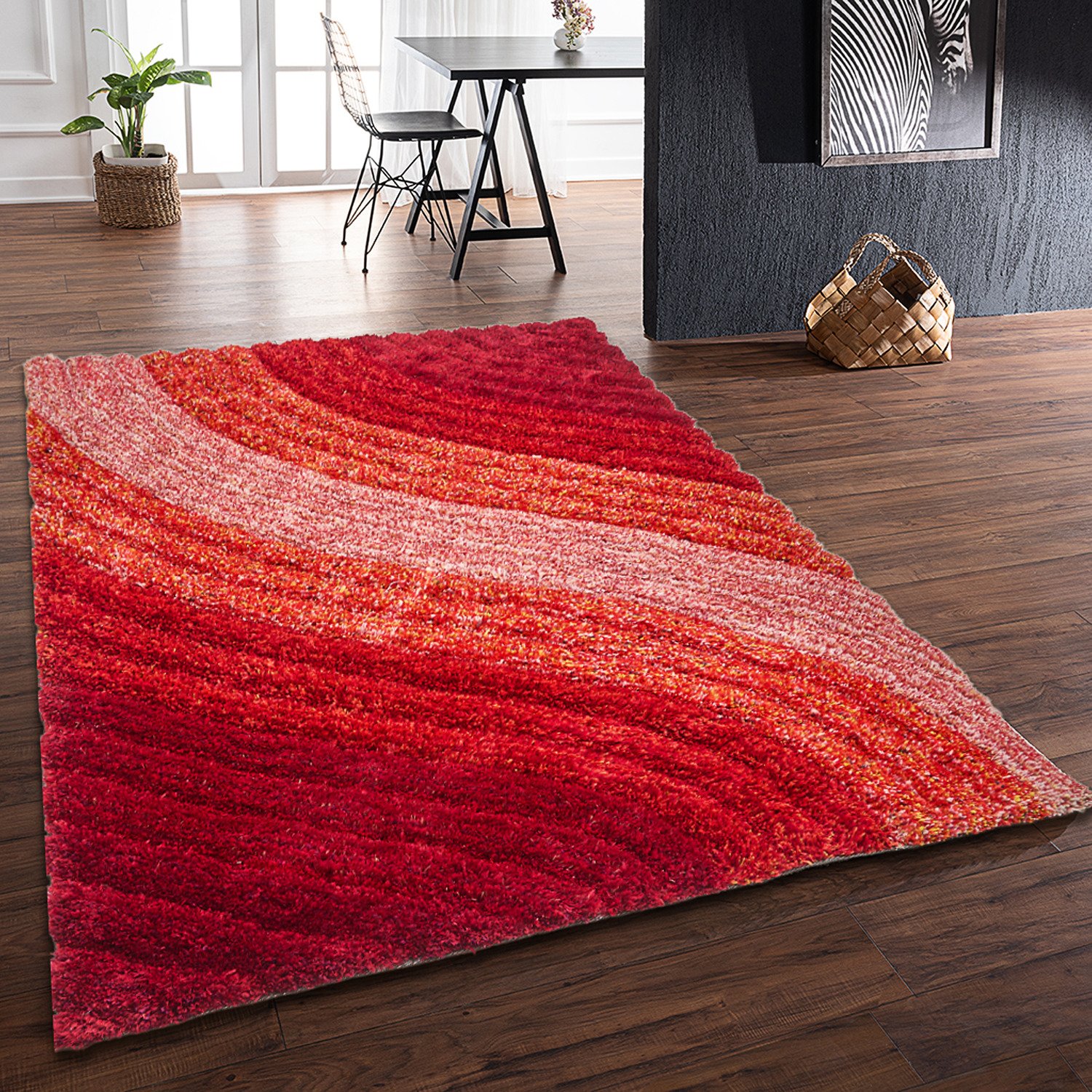 DS Living Ultra Plush Lena Shaggy Rug - Red - 230x160cm