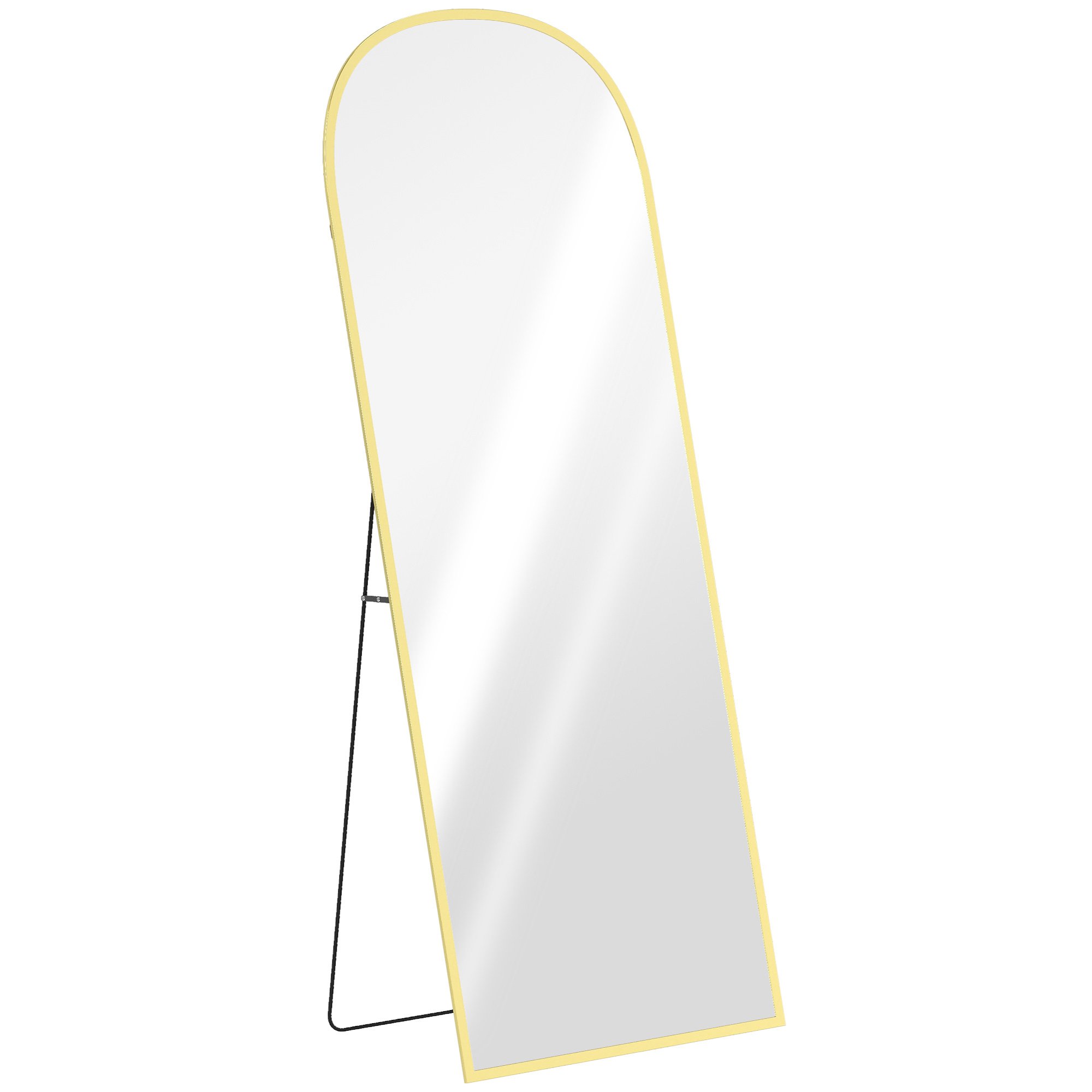 HOMCOM Aluminium Alloy Frame Arched Free Standing Floor Mirror - Gold