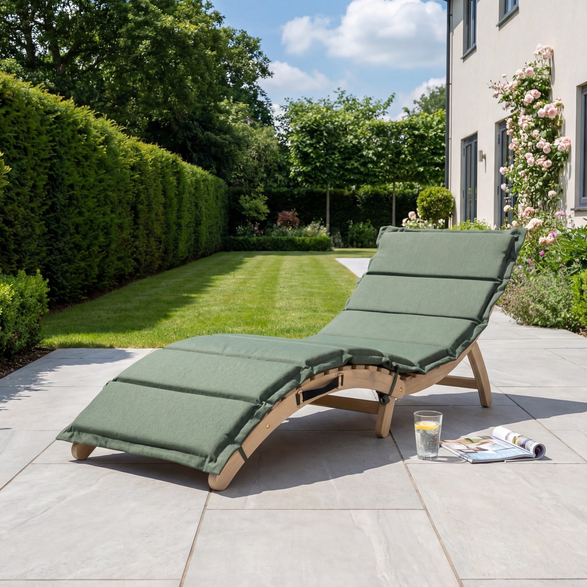 Artemis Home Solara Curve Wooden Sun Lounger - Green