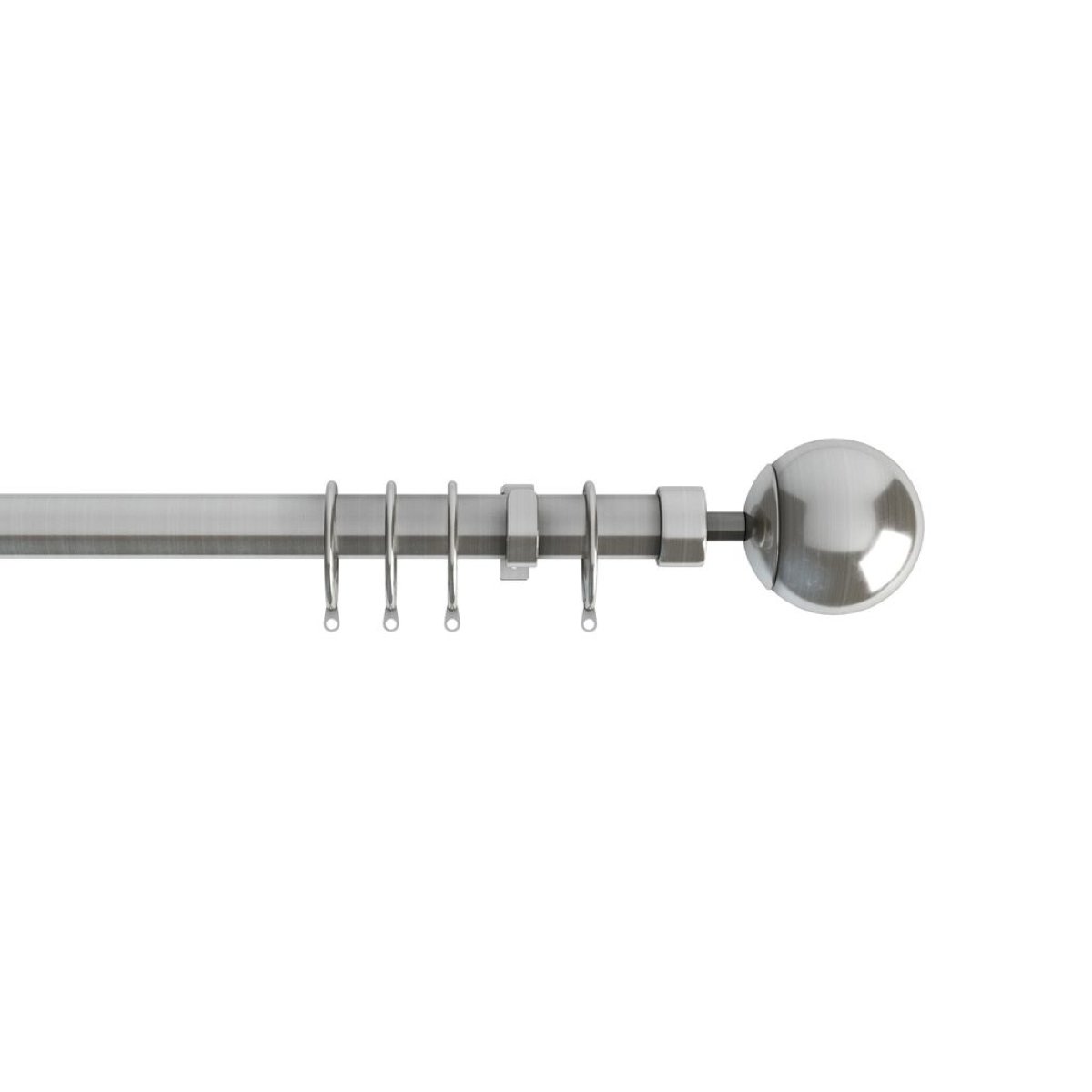 New Edge Blinds 22-25mm Satin Silver Ball Curtain Pole - 120cm - 210cm