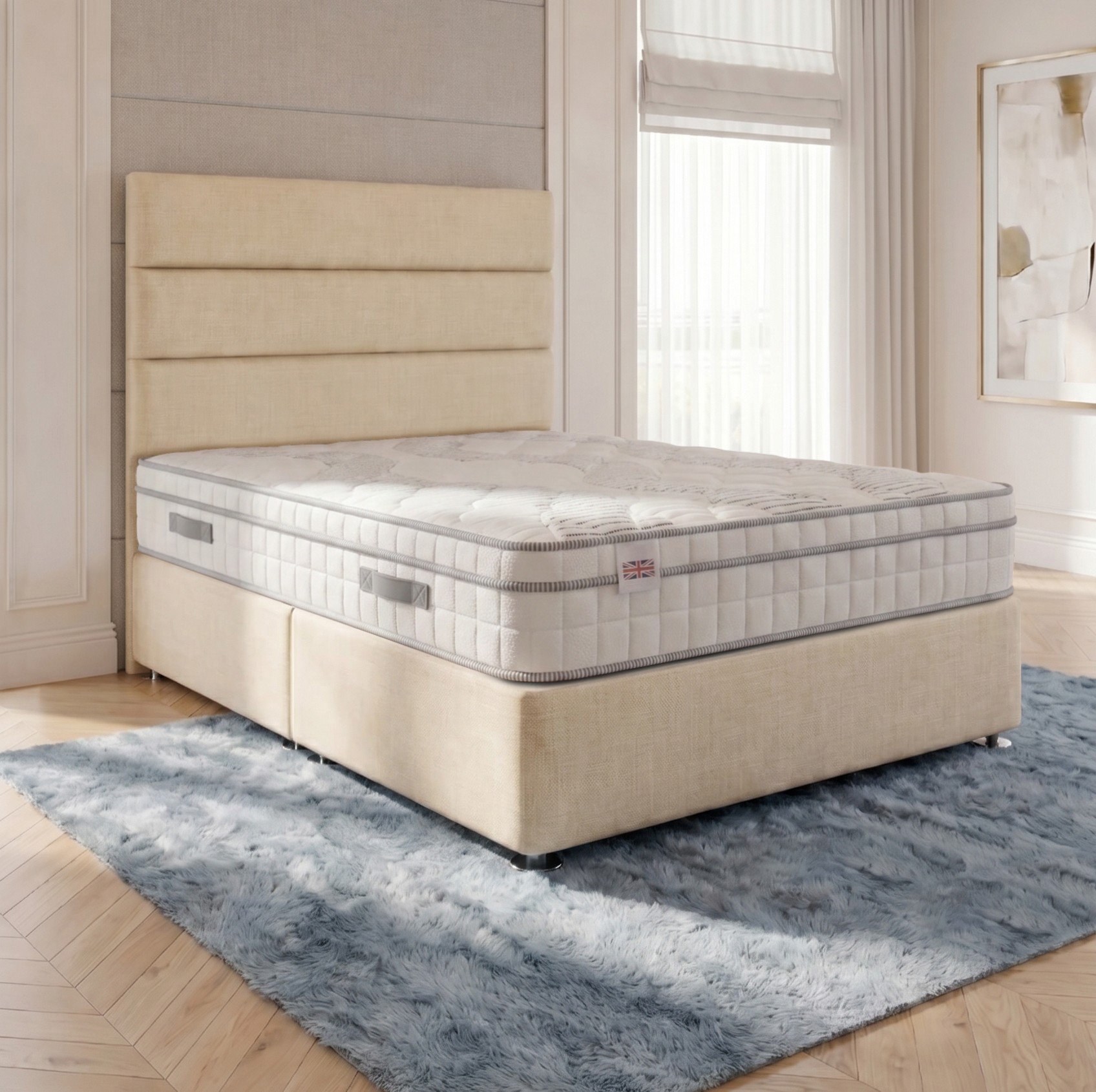 Somnior Regent Linen King Pocket Mattress Divan Bed Set - Beige