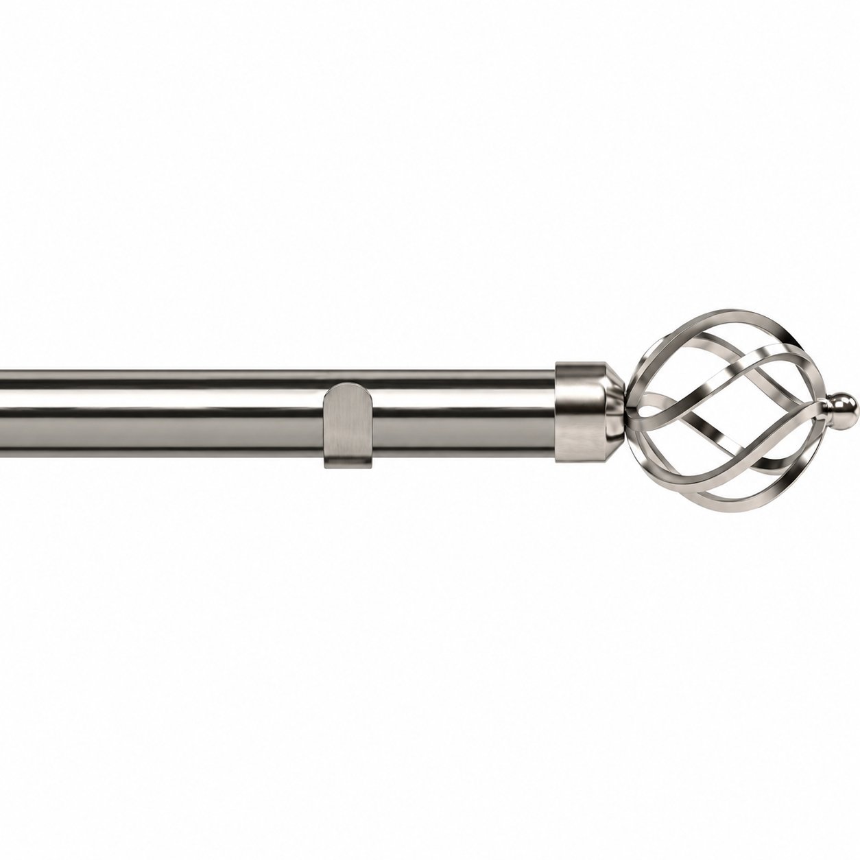 New Edge Blinds 28mm Satin Silver Cage Fixed Eyelet Curtain Pole - 120cm