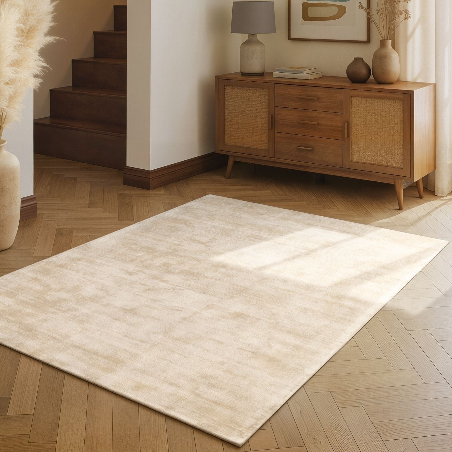 Hanse Home Cream Vikosa Jane Plain Rug - 120 x 180cm