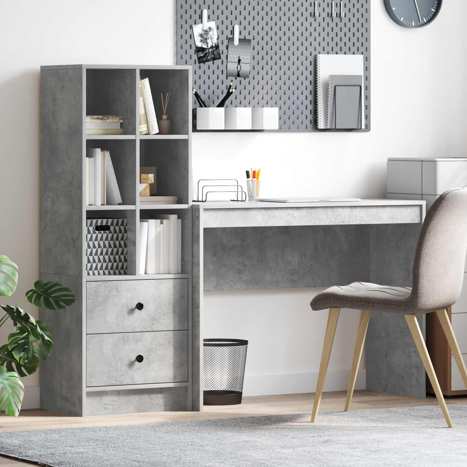 Walplus Pack of 2 Desk - Granite Grey - 145.5 x 40 x 127 cm