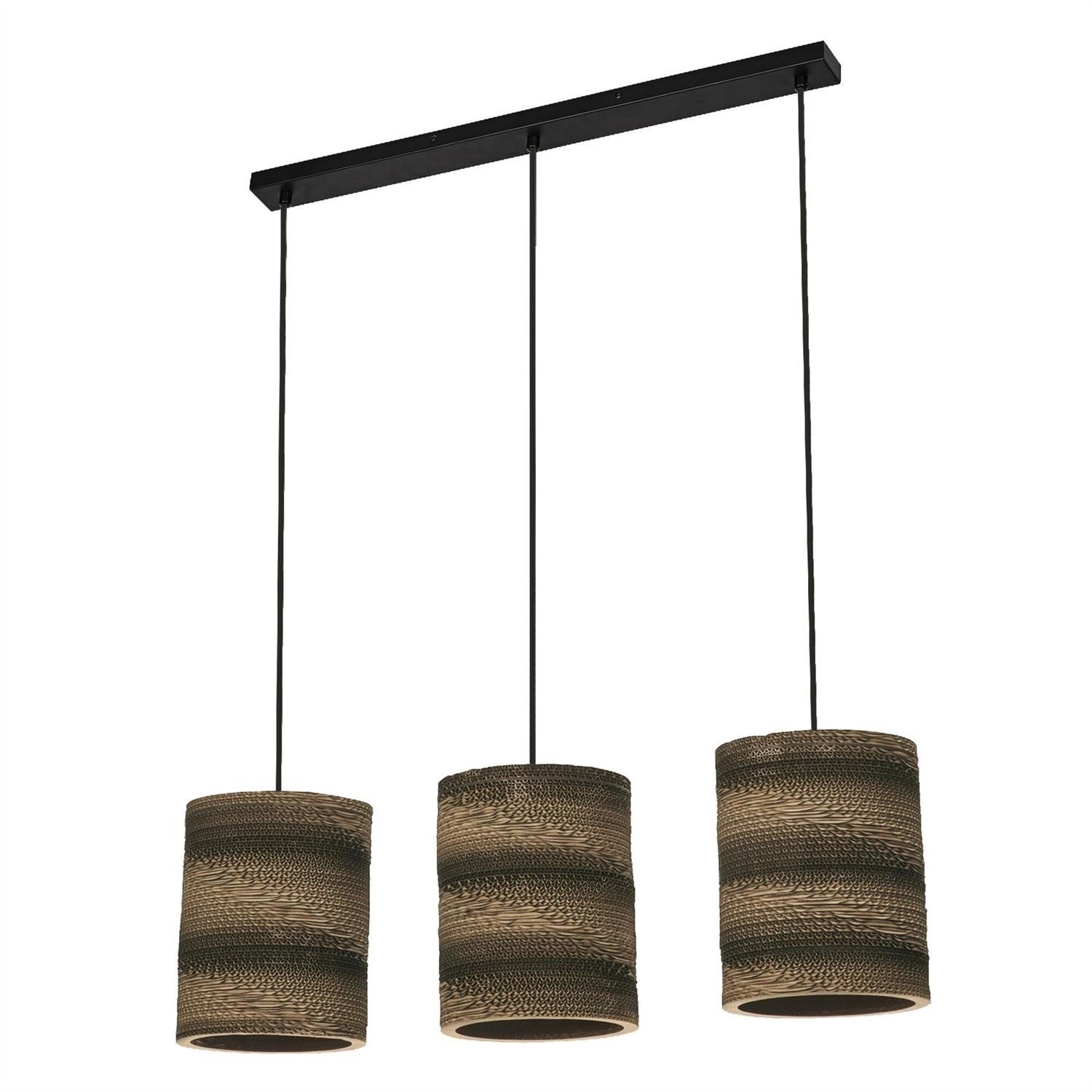 Osram Decor Cardboard Cylinder 3 Light E27 15W LED Pendant Ceiling Light - Brown