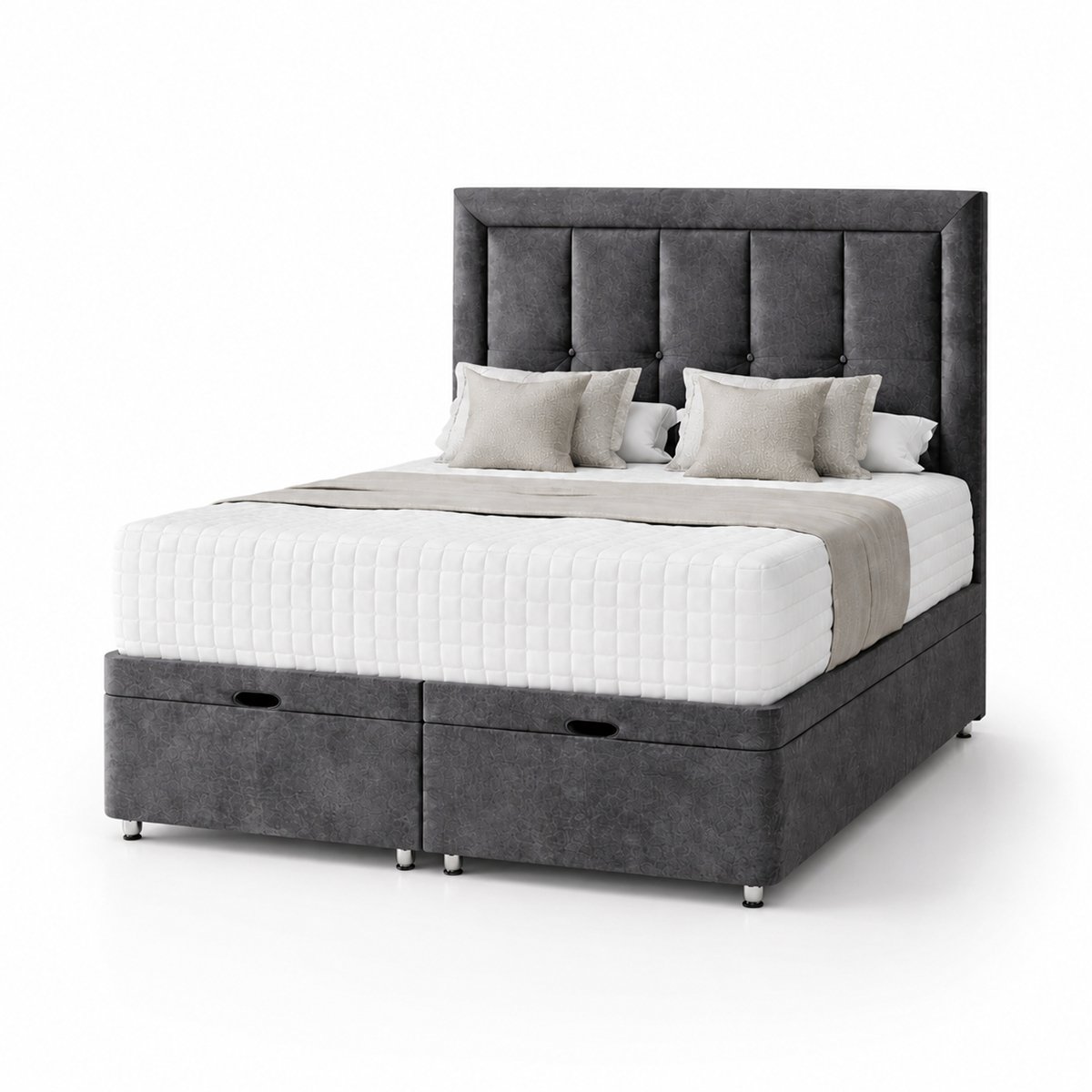 Comfy Deluxe Ren  4ft6 Double  Ottoman End Lift  Bed Set - Naples Grey
