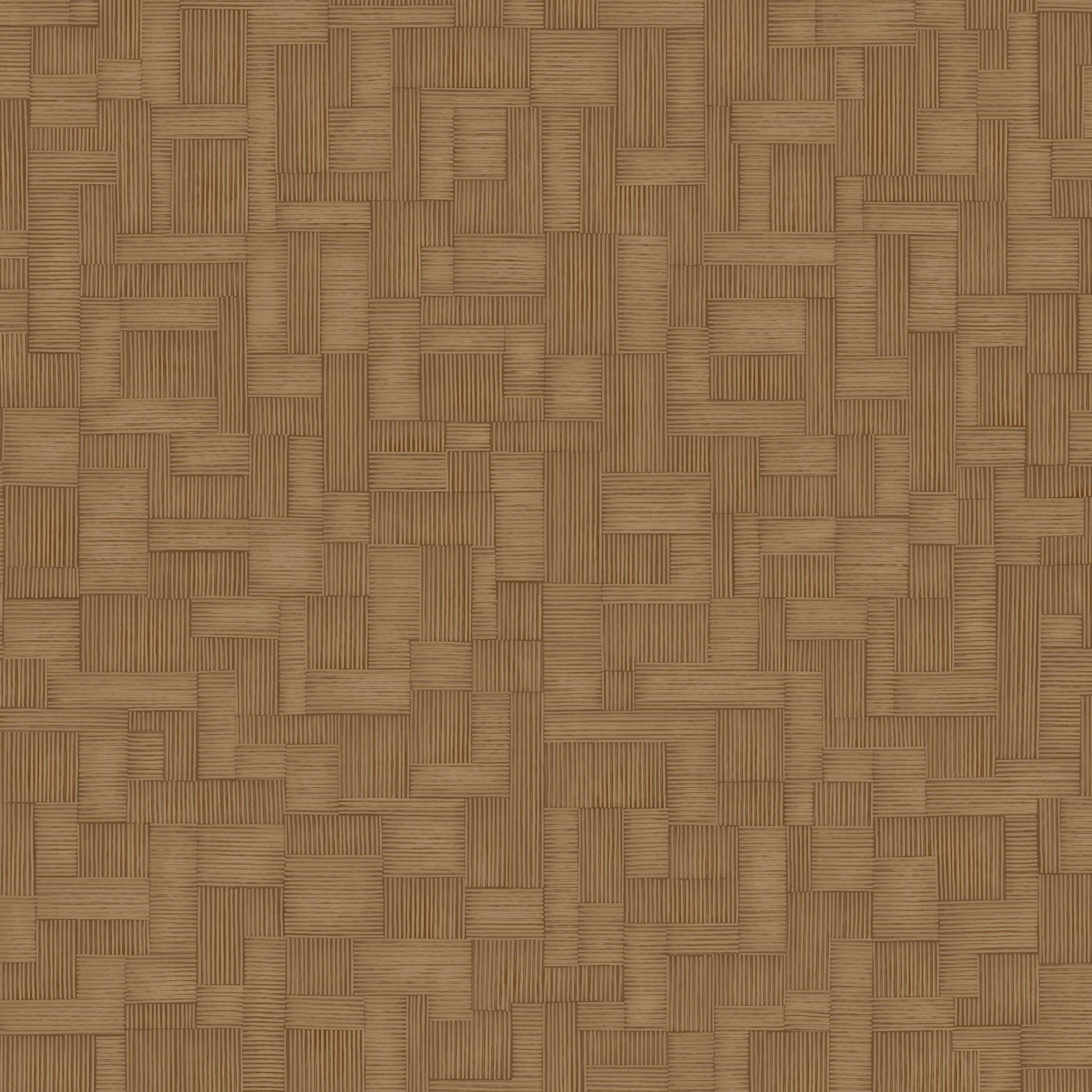 Grandeco Camu Geometric Blocks Textured Wallpaper - Copper Rust