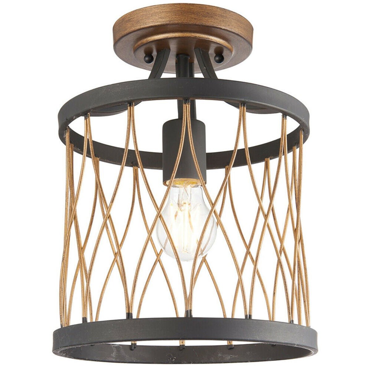 Loops Direct Steel Flush Ceiling Light - Black and Bronze