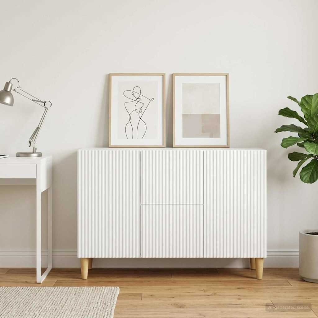 Walplus 2 Drawer Rectangular Sideboard 2 Shelf - White - 89 x 34.5 x 60 cm