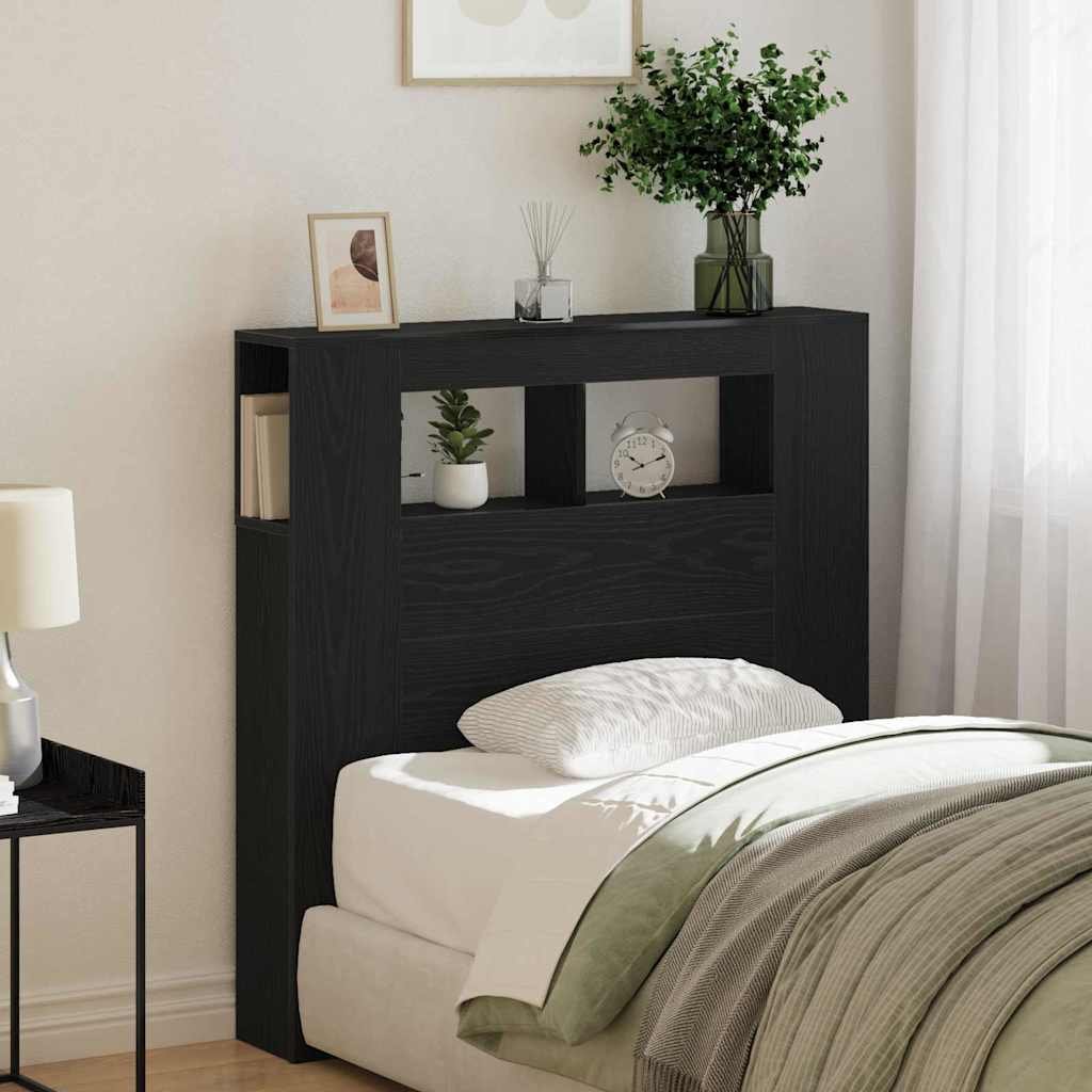 Walplus Engineered Wood LED Headboard - Black Ash - 100 x 18.5 x 103.5 cm