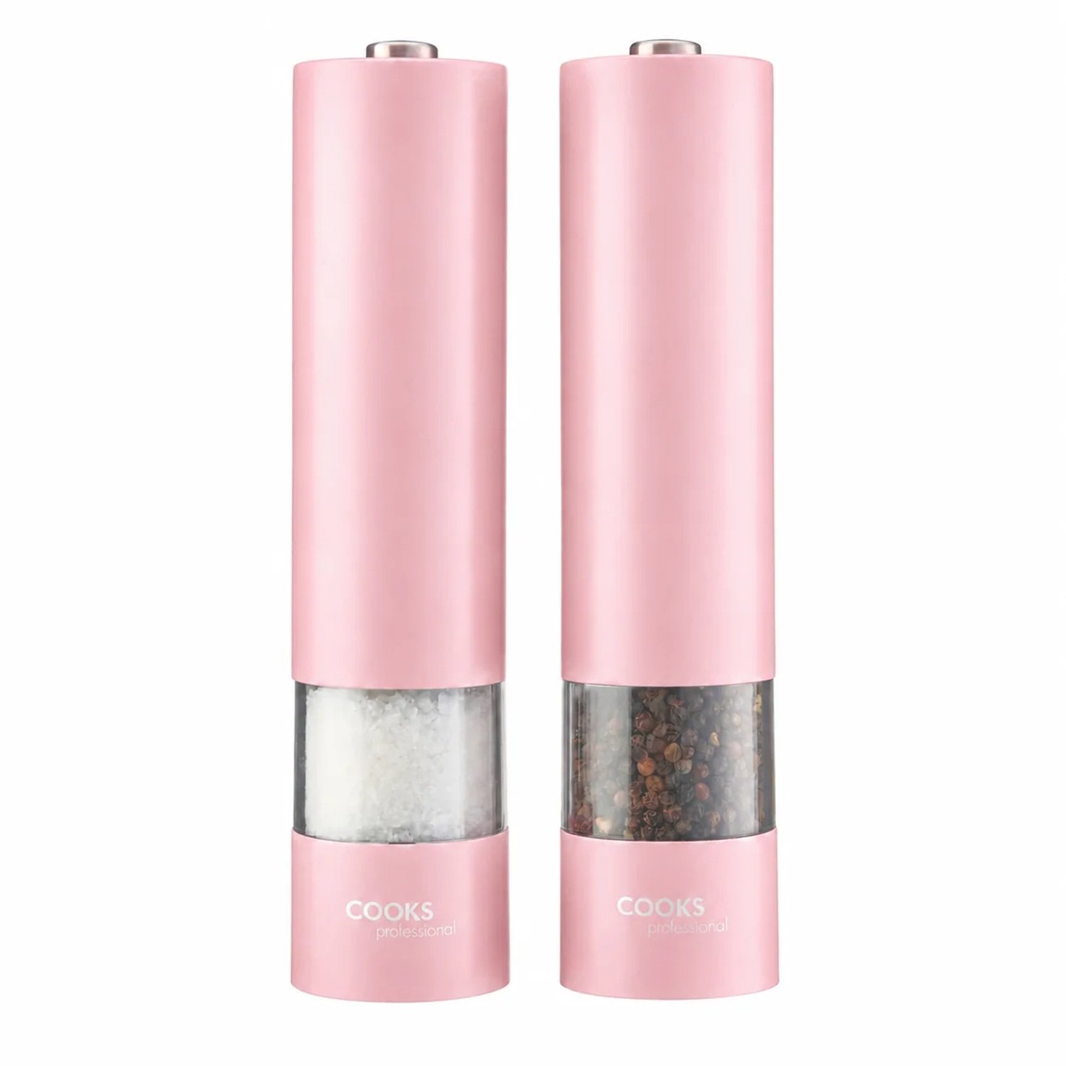 Cooks Professional Electric Salt and Pepper Mill Set - Pink