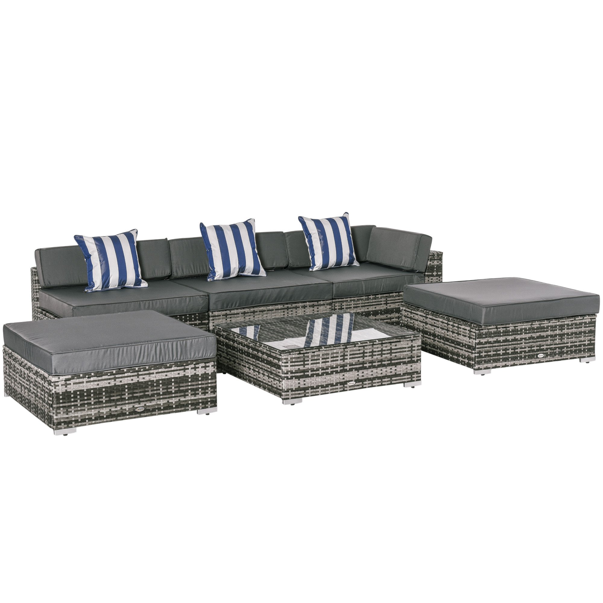 Outsunny PE Rattan Garden Furniture Set – Grey