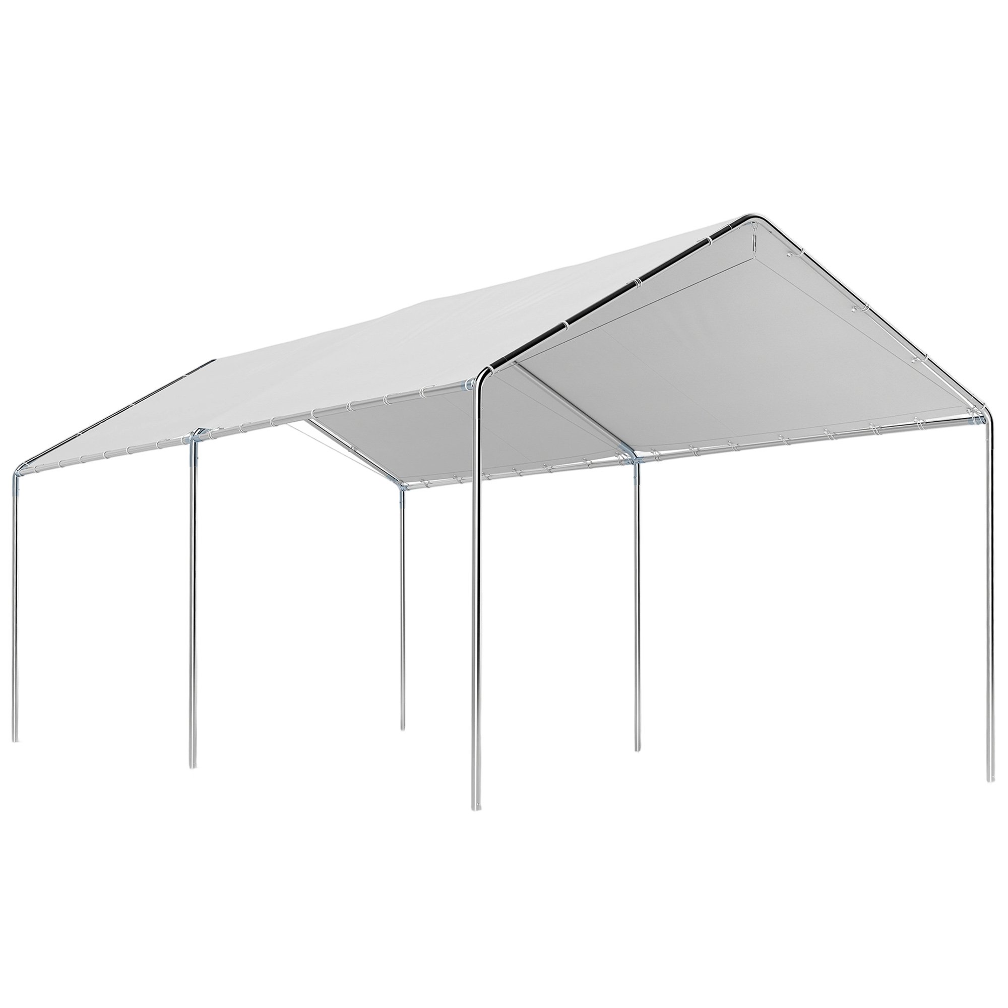 Outsunny 2 Room Galvanised Steel Polyethylene Carport – White