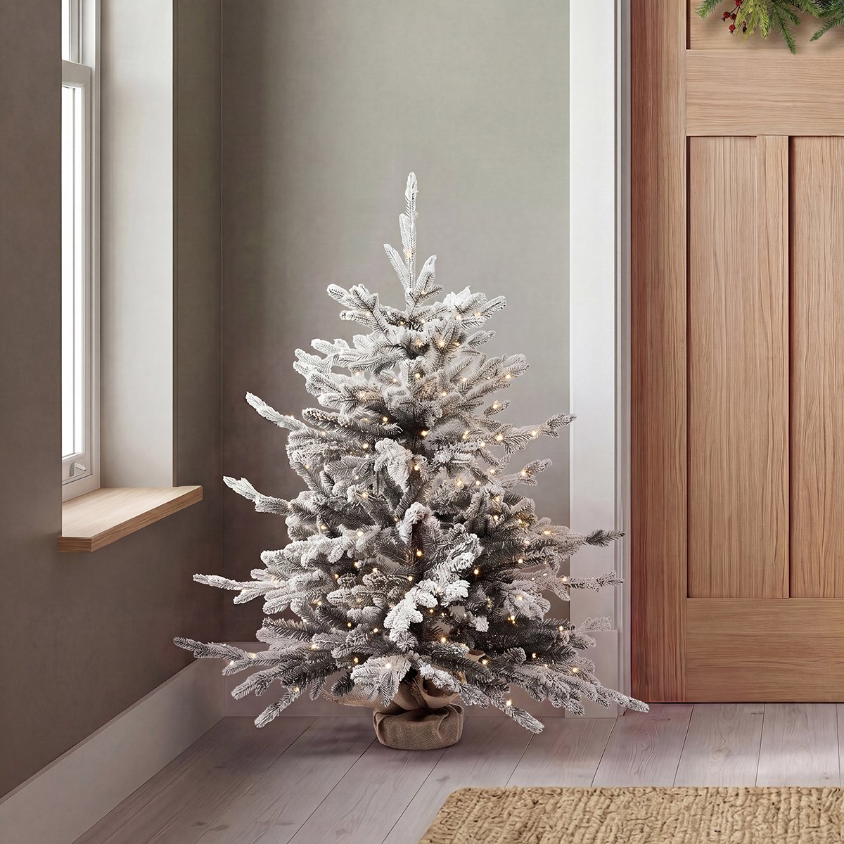 Luxury 3ft Pre-Lit Faux Snowy Christmas Tree