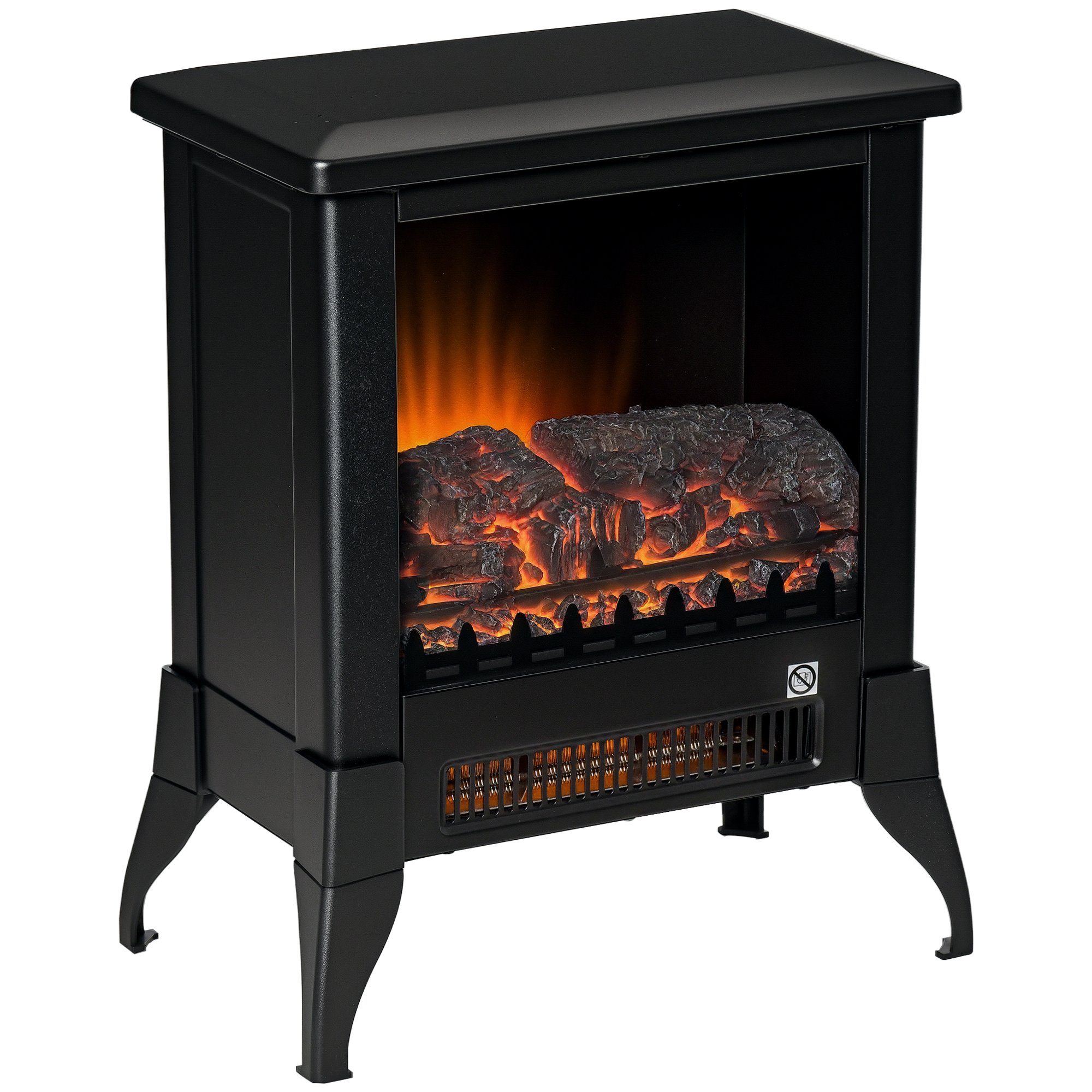 HOMCOM Freestanding Electric Fireplace with Overheat Protection - Black