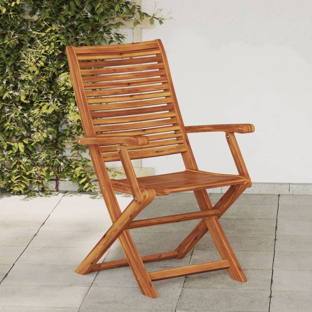 Walplus 2 Piece Wood Folding Chairs with Armrest - Brown - 57 x 66 x 95 cm