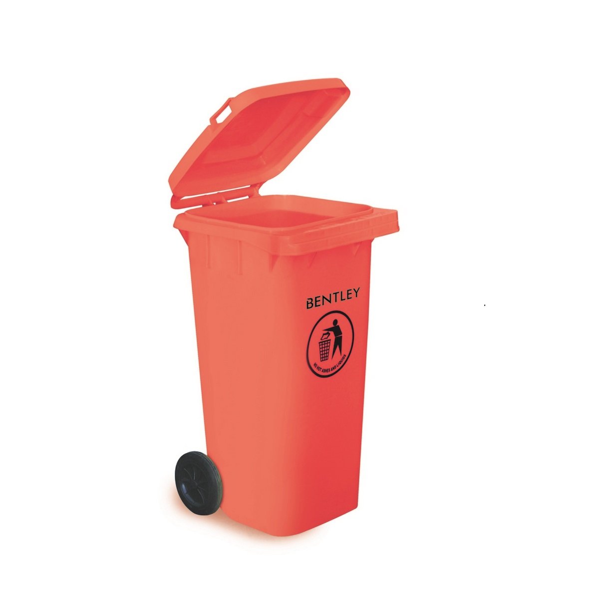 Charles Bentley 120L Outdoor Household Waste Medium Rubbish Wheelie Bin - Orange