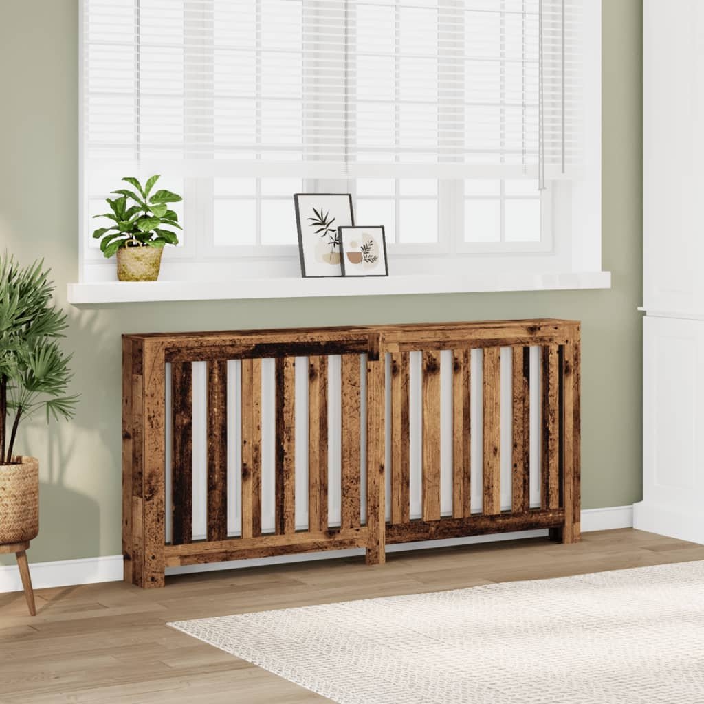 Walplus Vertical Slats Radiator Cover - Old Wood - 175 x 20 x 82 cm