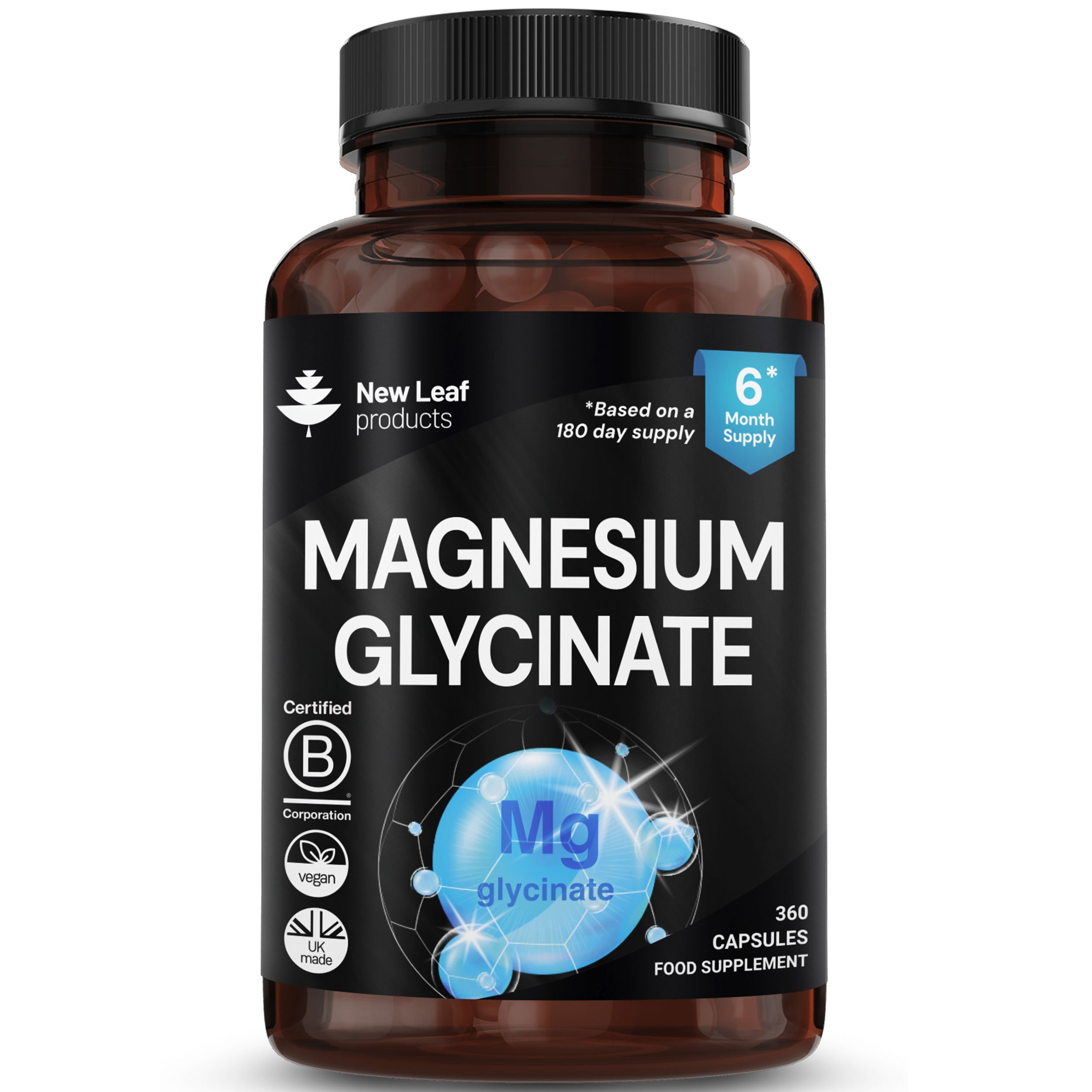 New Leaf Magnesium Glycinate 1040mg - 360 Capsules