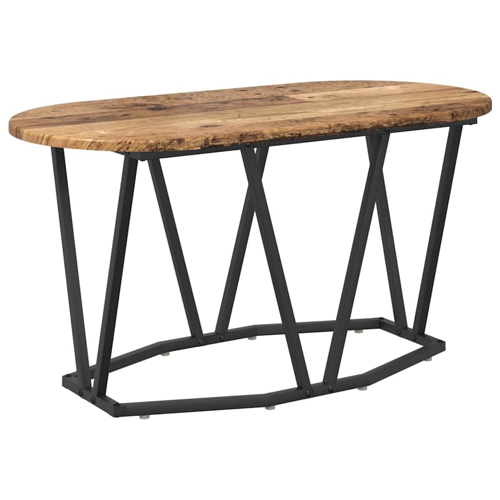 Walplus Engineered Wood and Metal Coffee Table - Dark Wood - 80 x 40 x 40.5 cm