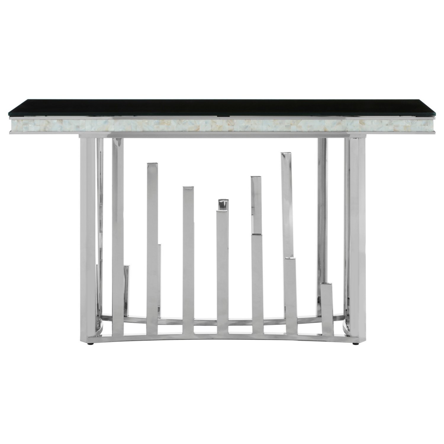 Orsina Eliza Console Table with Glass Top – Silver & Black