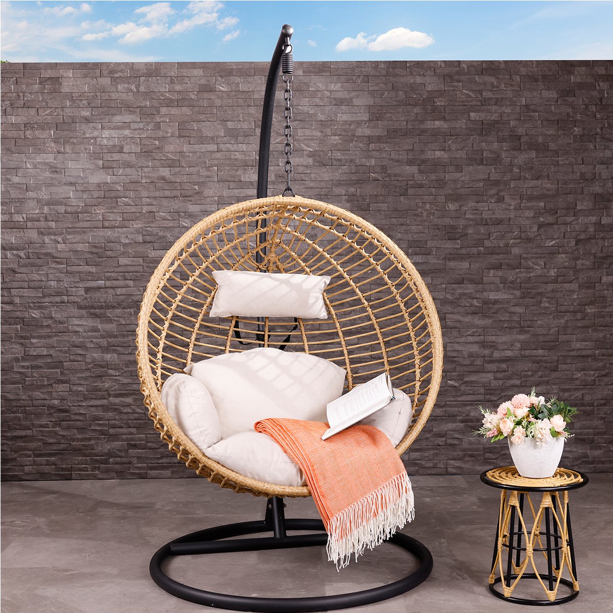 Charles Bentley Single Hanging Swing Chair - Natural