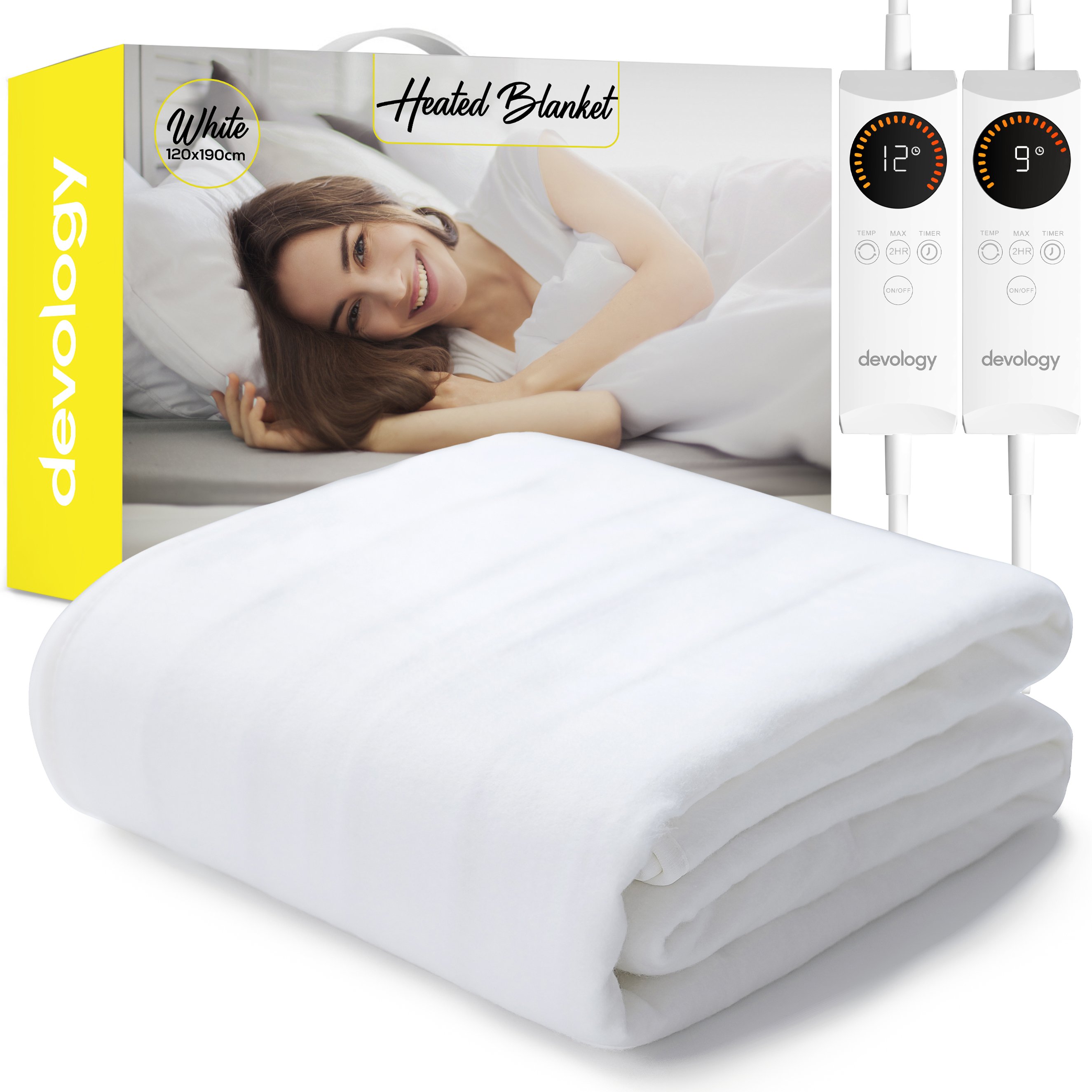 Devology Electric Fitted Mattress Cover with Straps - Small Double 120x190cm