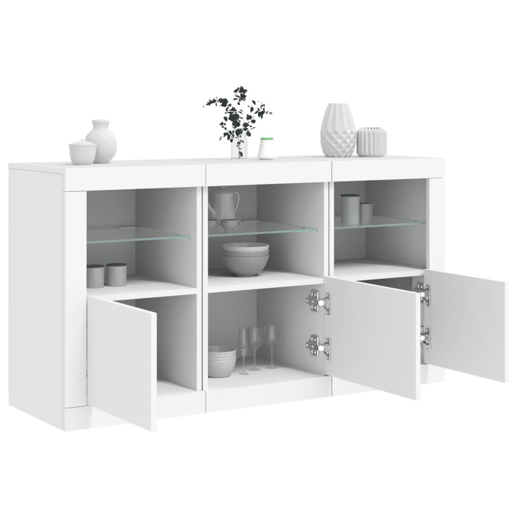 Walplus LED Engineered Wood Sideboard - White - 123 x 37 x 67 cm