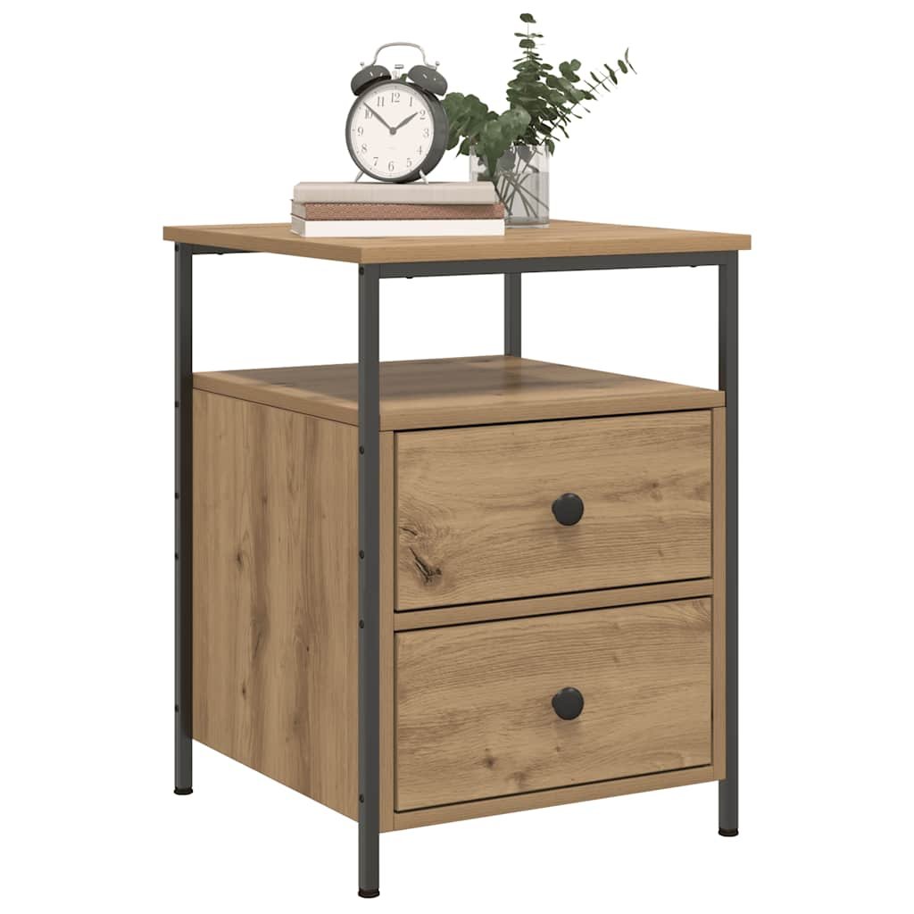 Walplus 2 Drawer Engineered Wood Bedside Cabinet - Oak - 44 x 45 x 60 cm