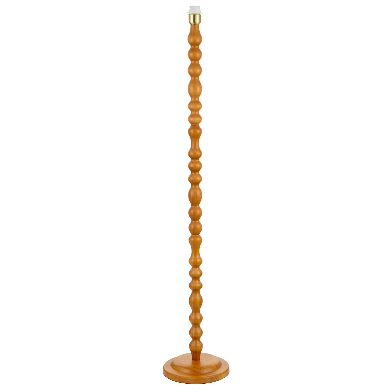 Happy Homewares Brown Oak Wooden Standing Base with Rippled Floor Lamp - 25cm