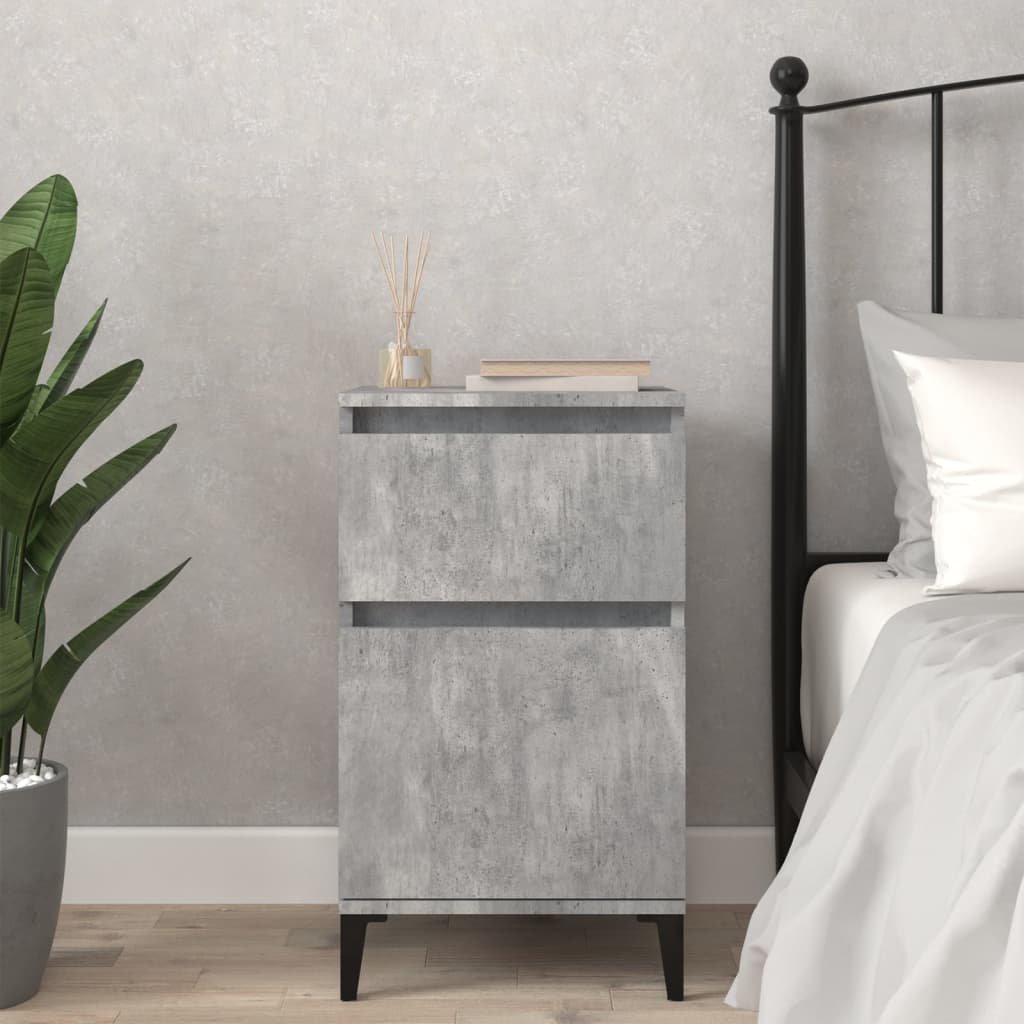 Walplus Engineered Wood Bedside Cabinet - Stone Grey - 40 x 35 x 70 cm