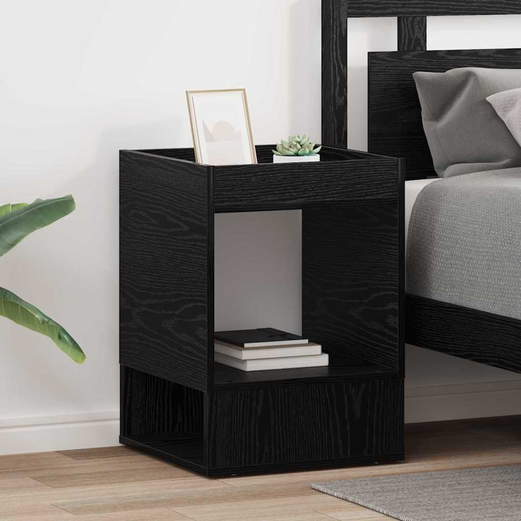 Walplus Pack of 2 Engineered Wood End Table - Dark Oak - 40 x 40 x 56 cm