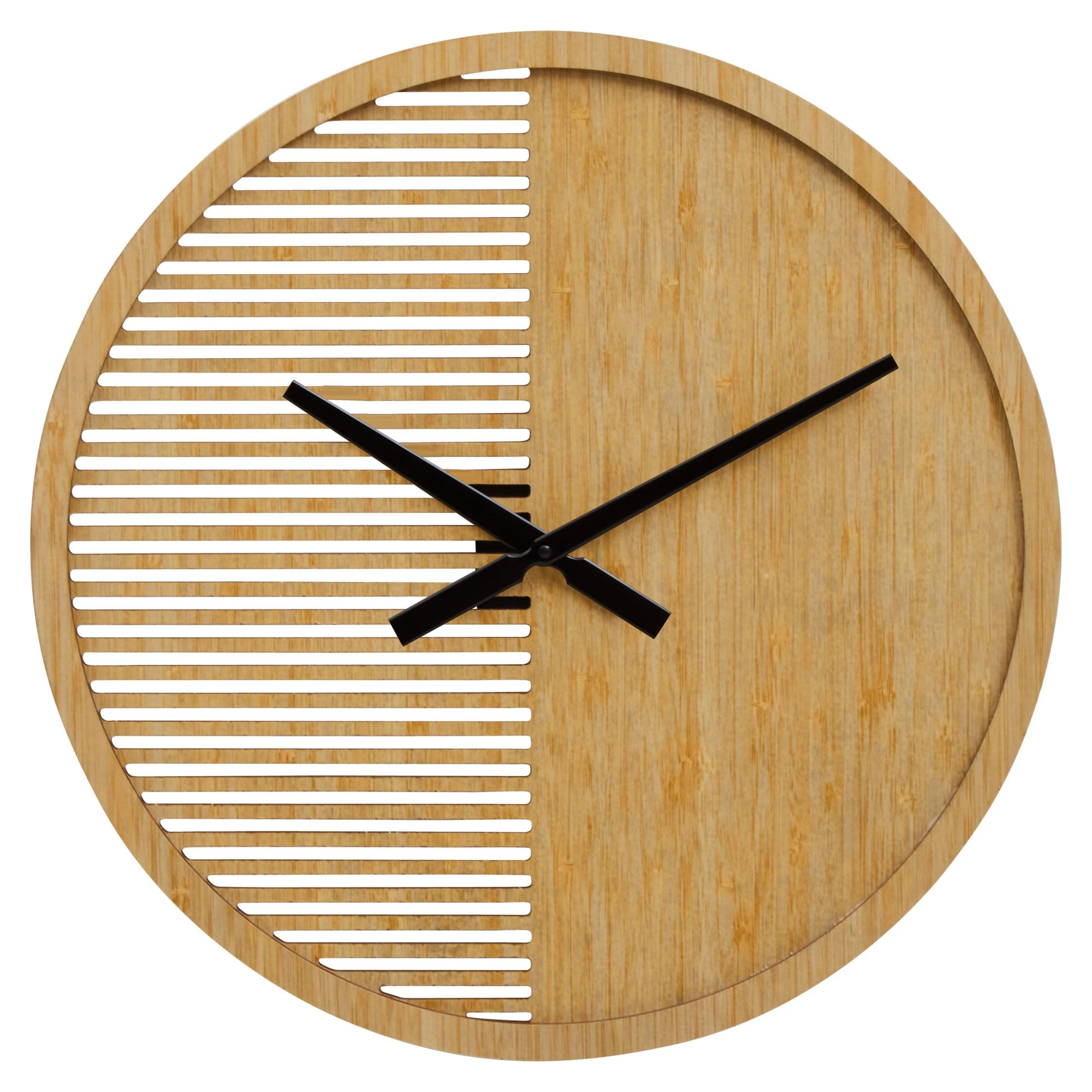 Orsina Vitus 60cm Dia Large Wooden Wall Clock - Natural