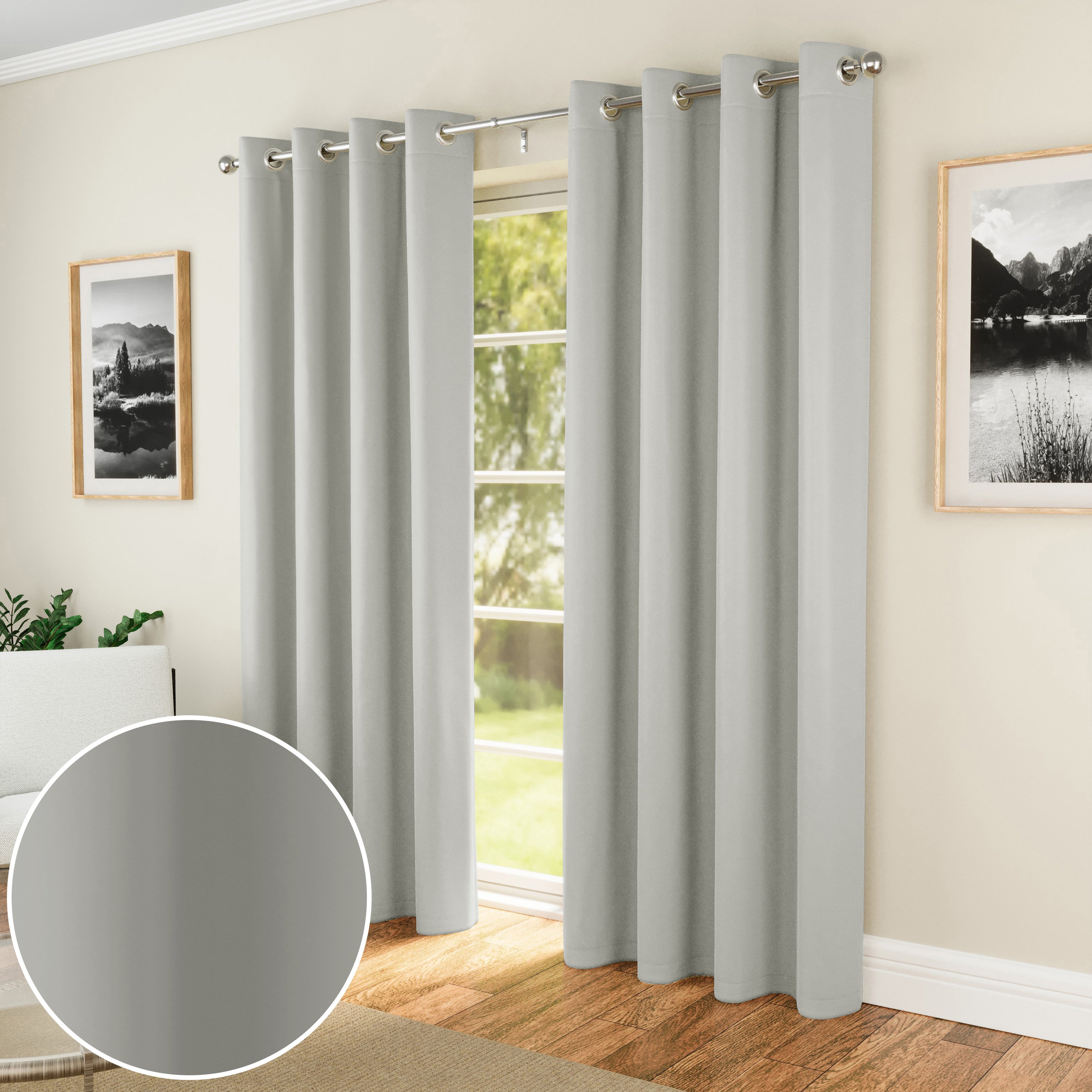 Enhanced Living Nightfall Eyelet Thermal Curtains 168 x 229cm - Grey