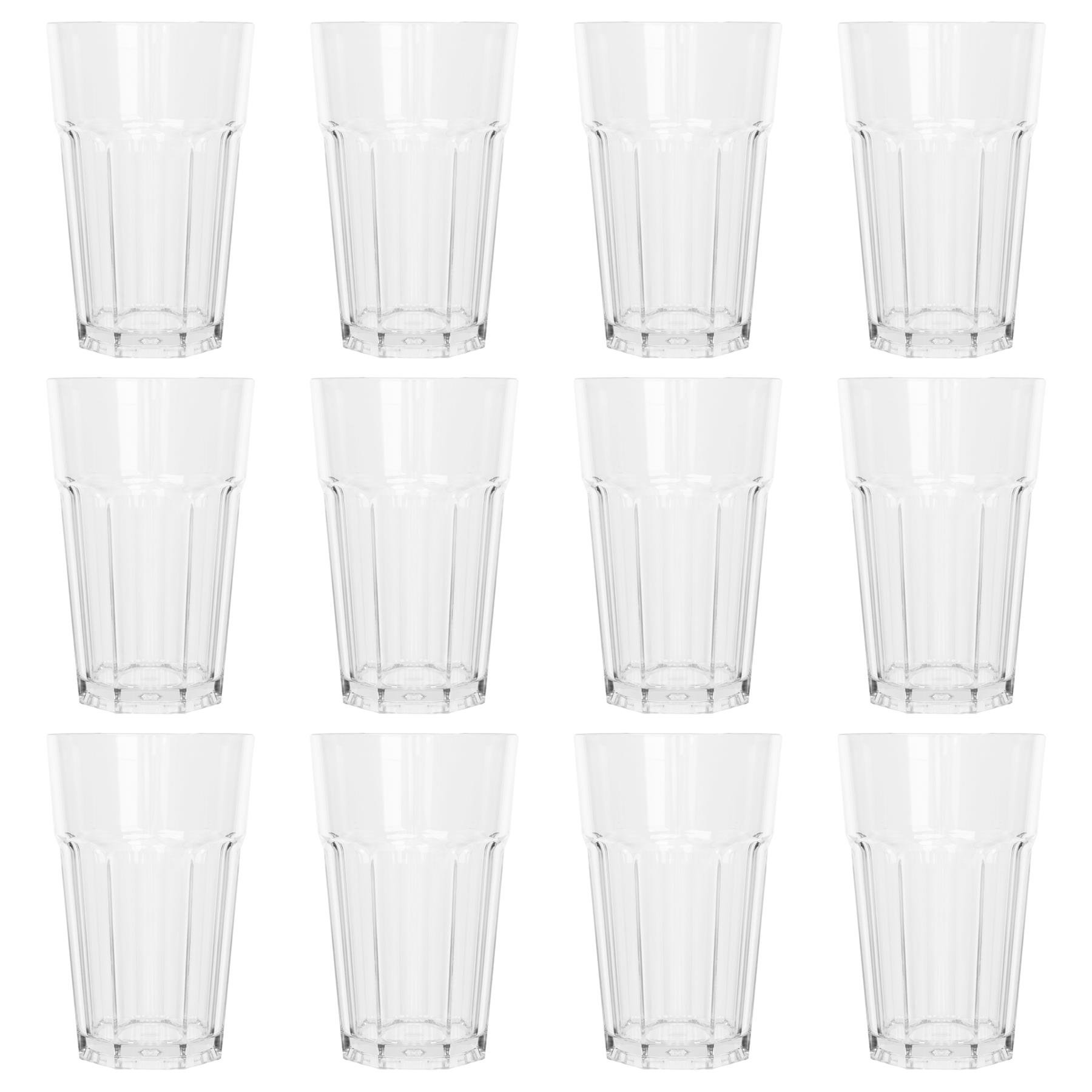 Argon Tableware Reusable Plastic Highball Glasses - 400ml - Pack of 12