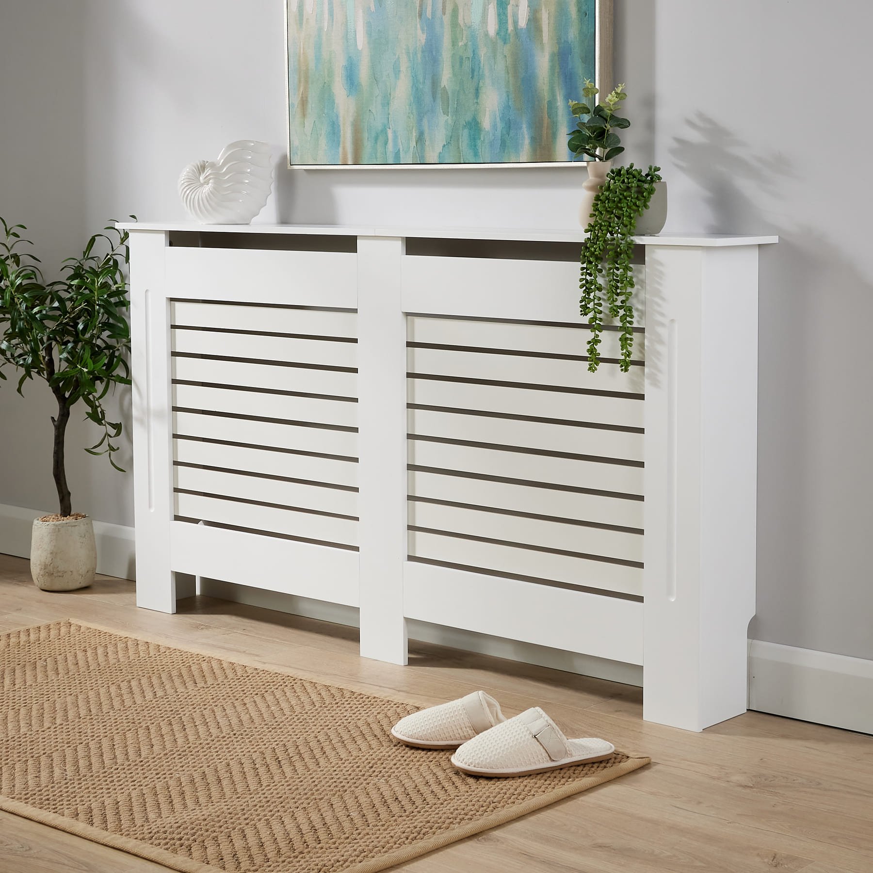 Home Source York Slatted Radiator Cover Large – White