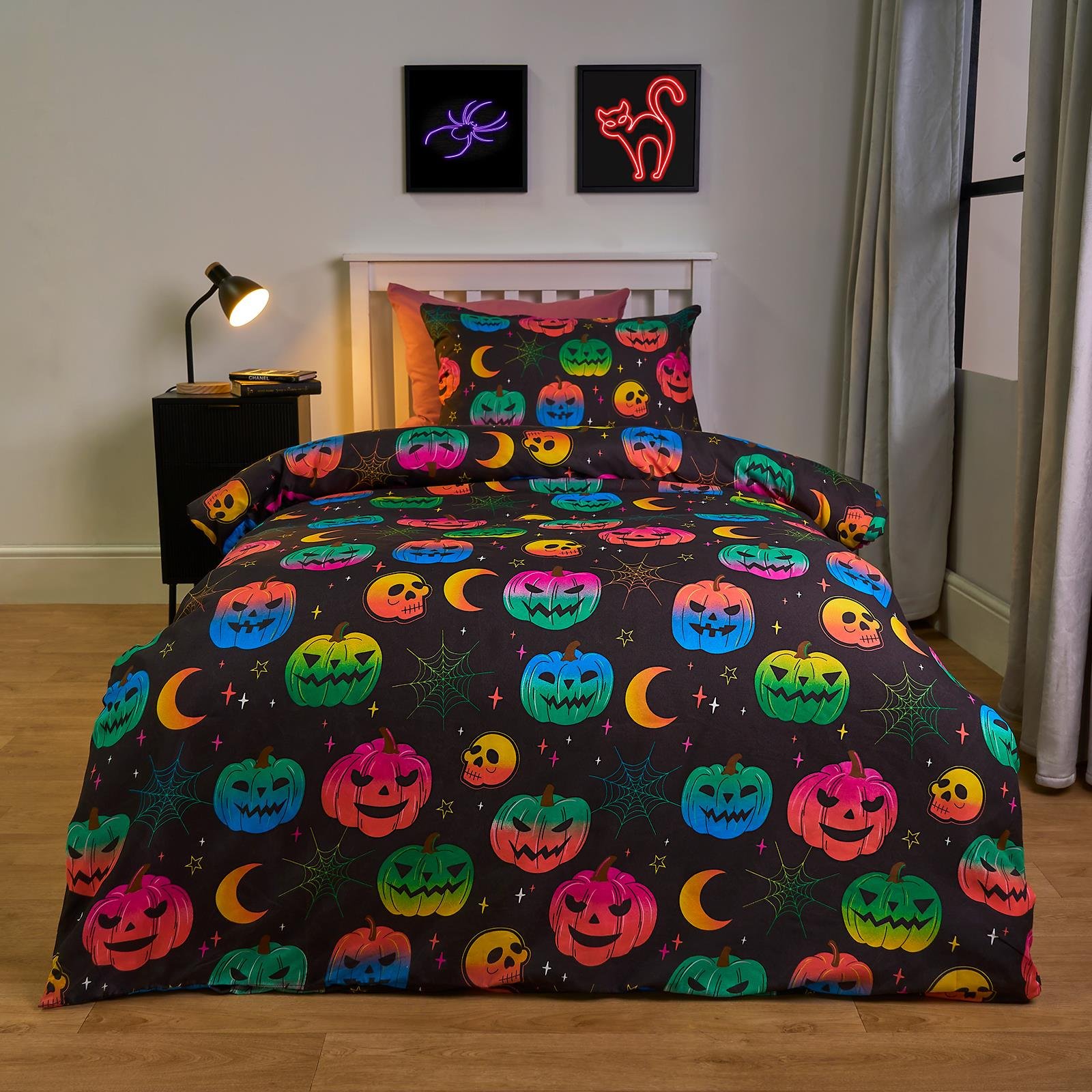 OHS Halloween Kids Duvet Cover Set Black - Single