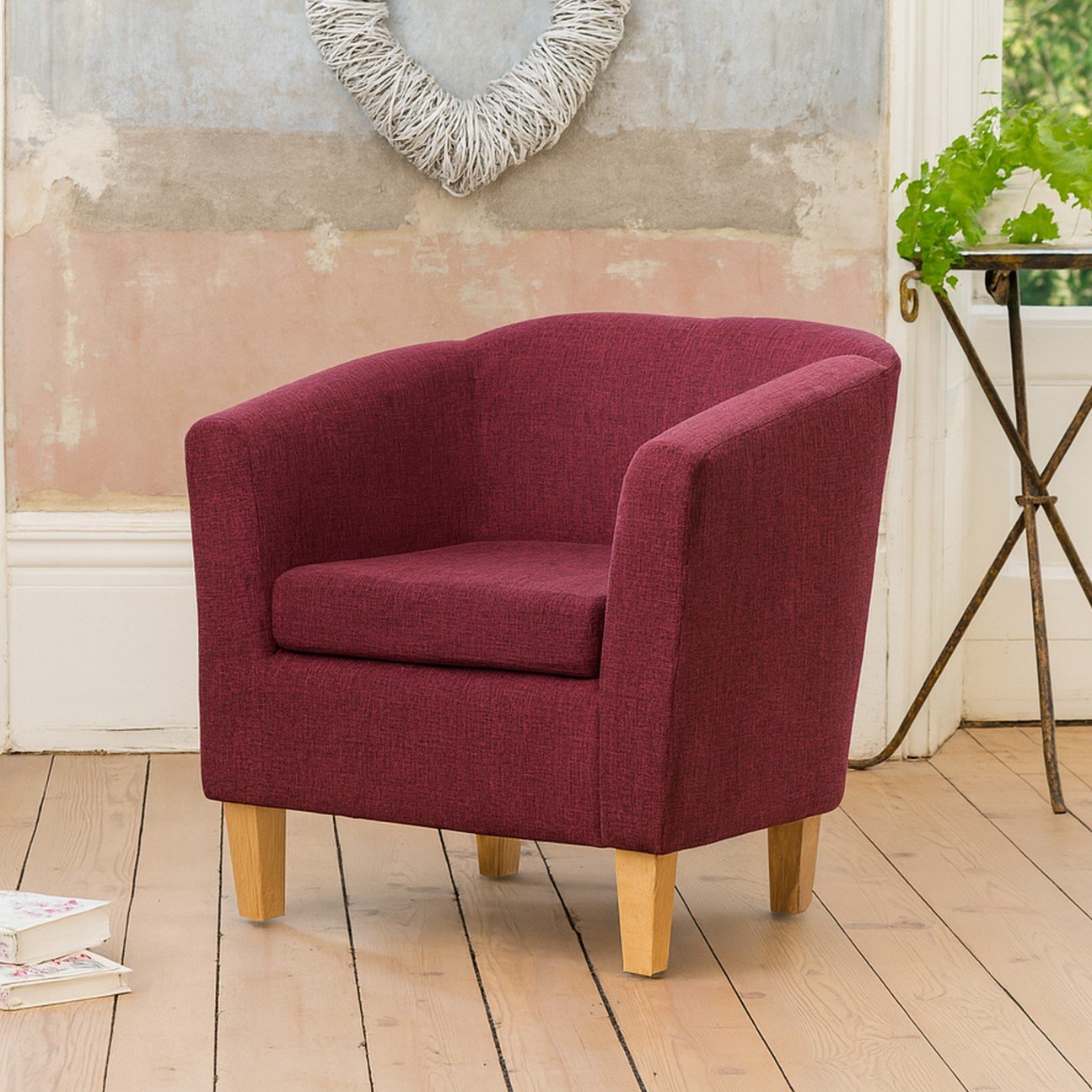 Artemis Home Alderwood 68cm Wide Fabric Tub Chair Armchair - Plum