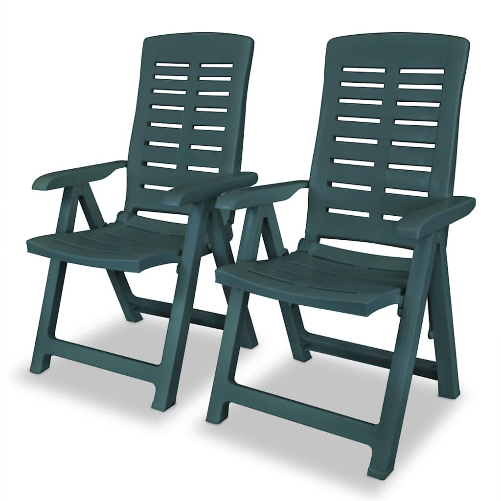 Walplus 2 Piece Plastic Reclining Folding Chairs - Green - 60 x 61 x 108 cm