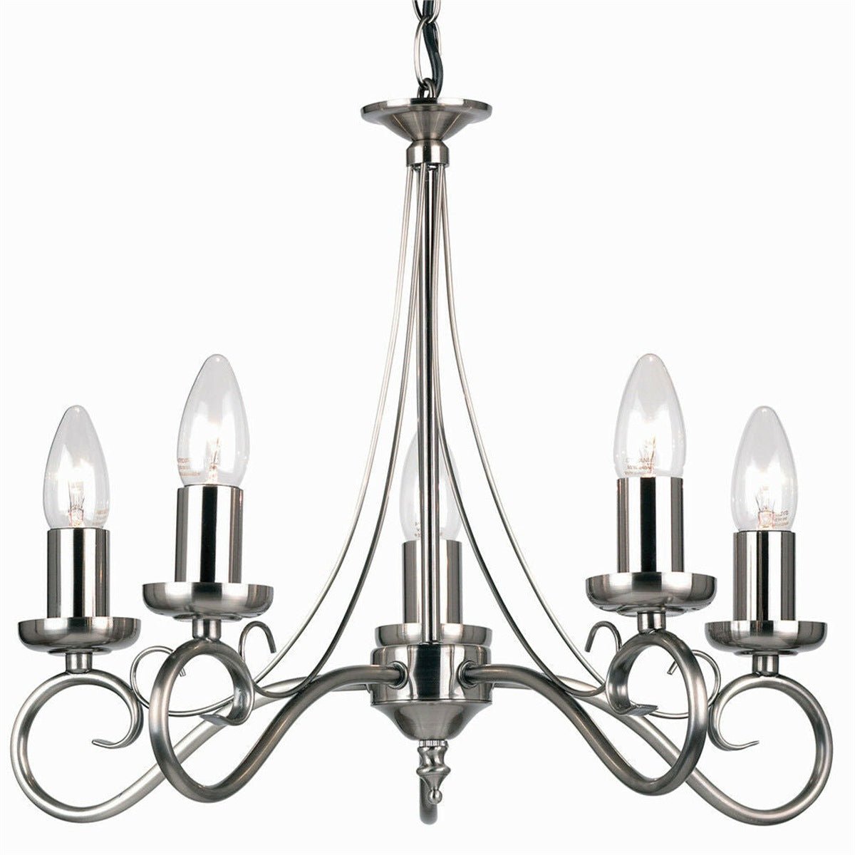 Loops Direct Steel 5-Light Ceiling Pendant - Antique Silver