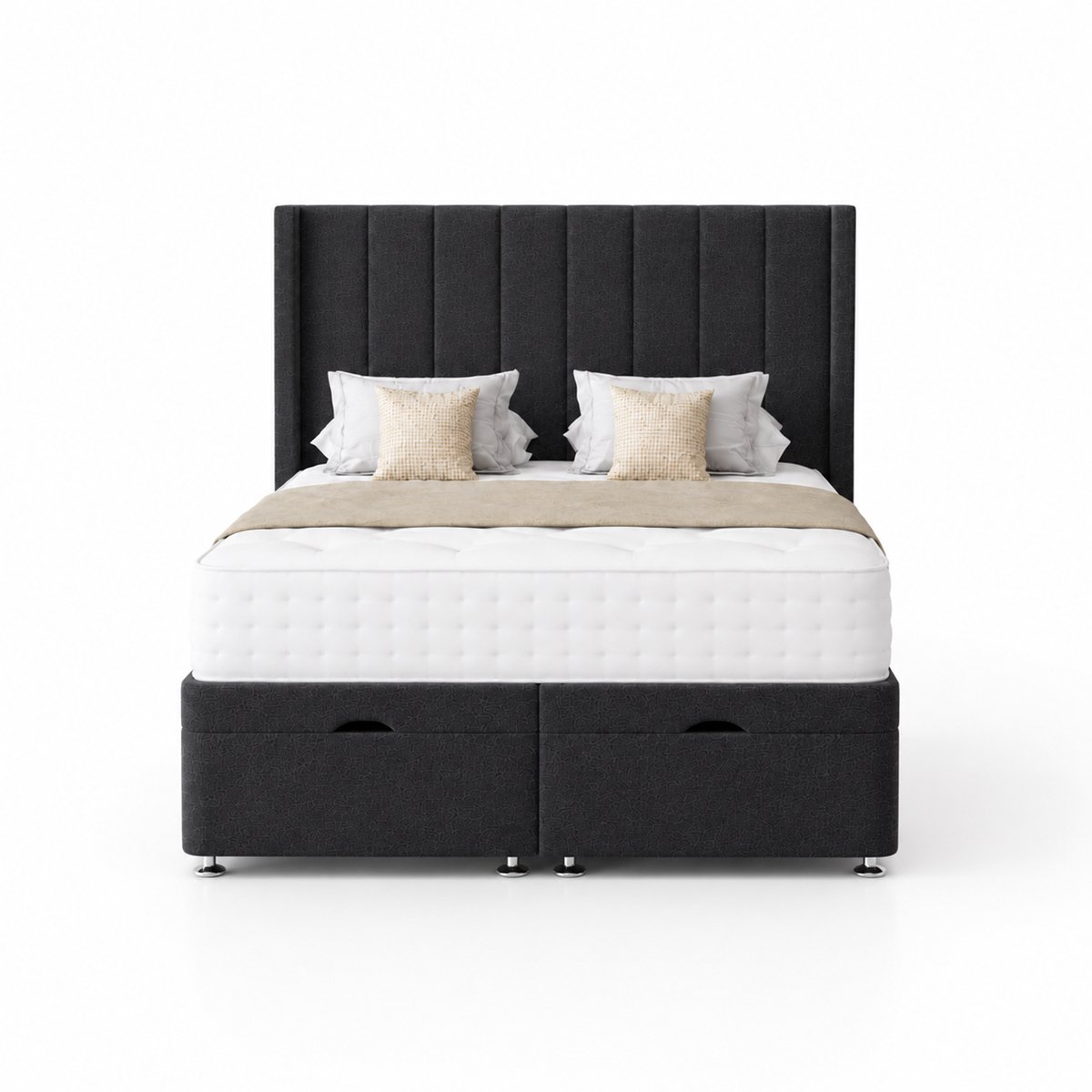 Comfy Deluxe  Ameila Wing 4ft6 Double End Lift Ottoman Bed Set - Grey