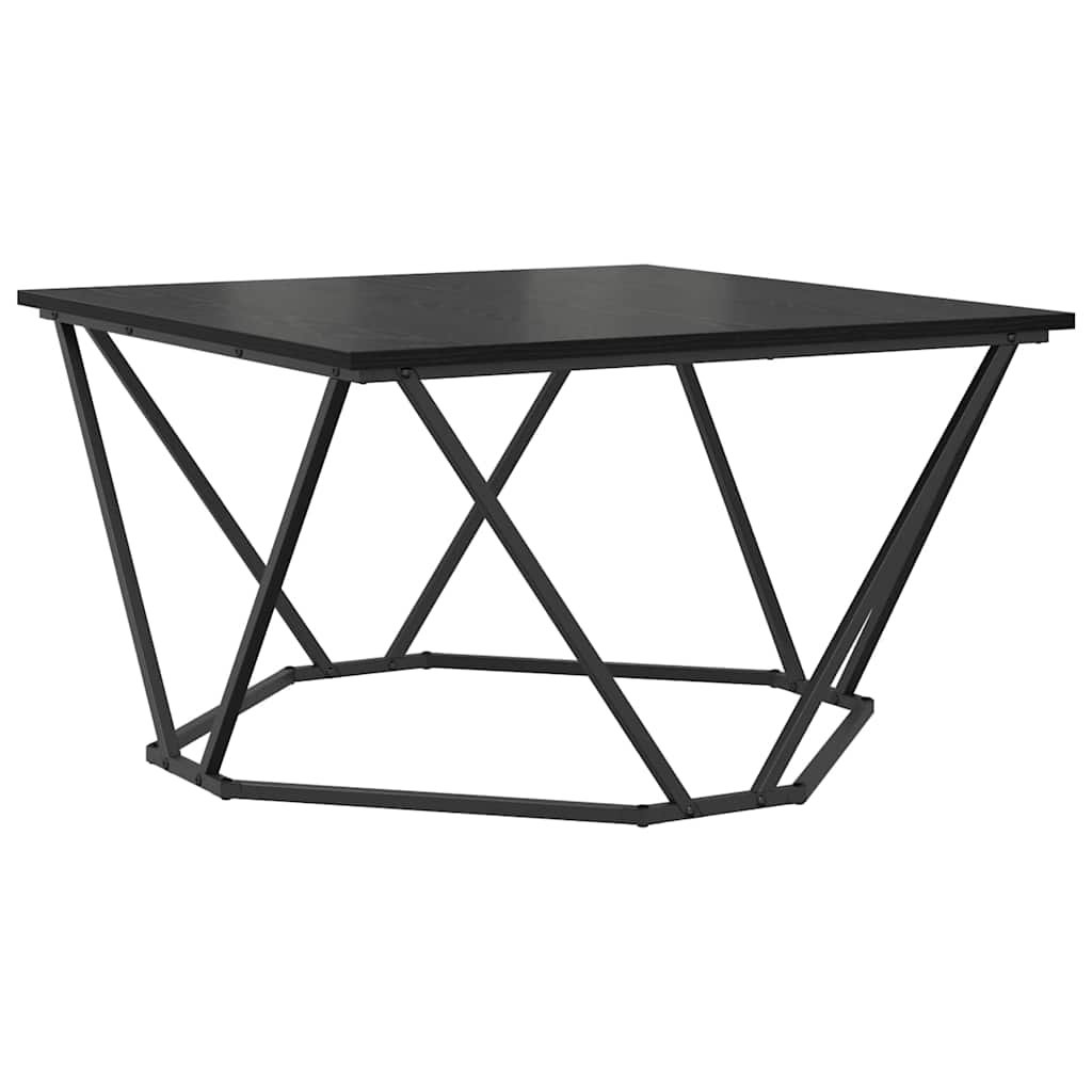 Walplus Engineered Wood and Steel Coffee Table - Black Oak - 80 x 80 x 45 cm