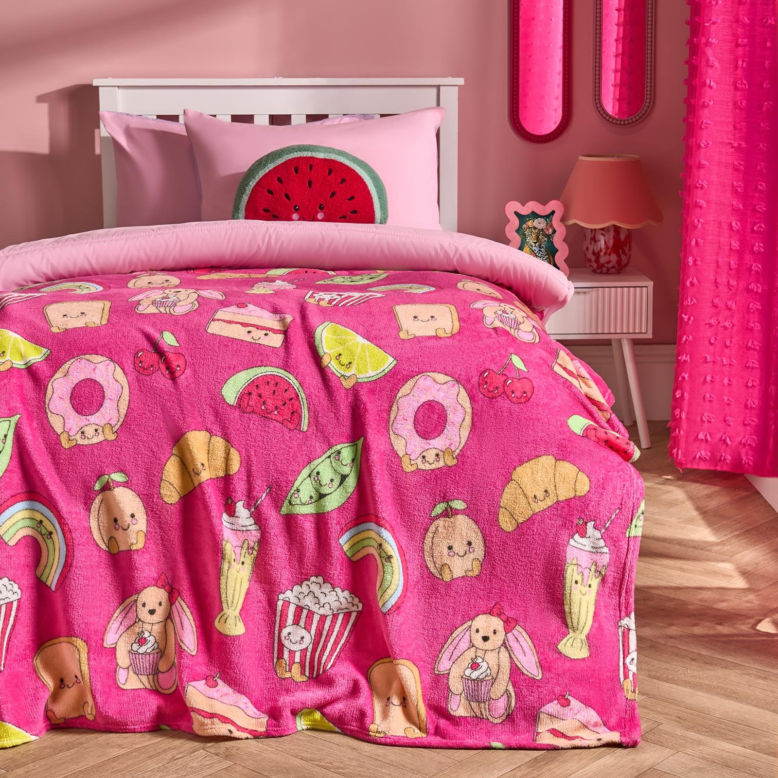 OHS Sweetie Pies Print Ultra Soft Blanket Throw 125 x 150cm - Magenta