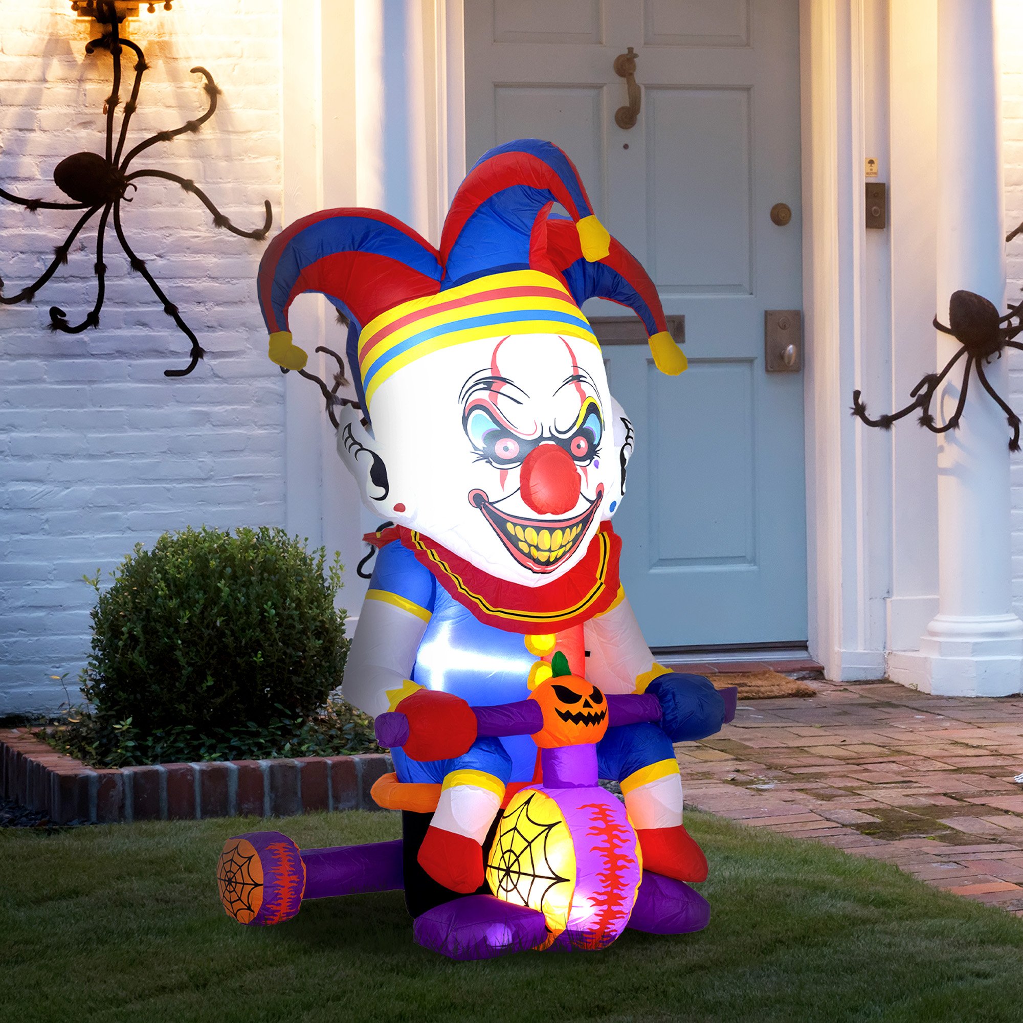 Outsunny 4ft Halloween Clown on Bicycle Inflatable Decoration