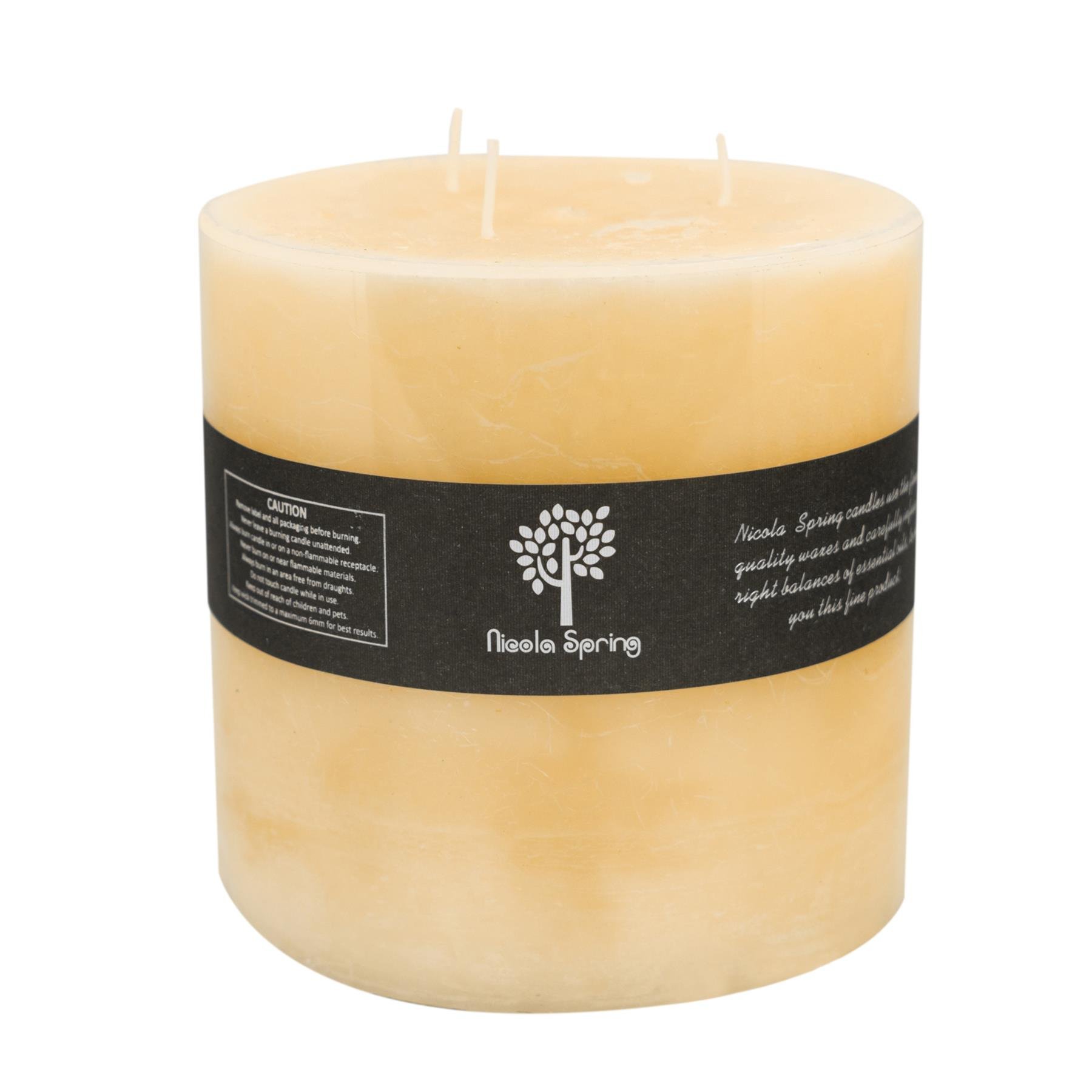 Nicola Spring Round Wick Vanilla Pillar Candle - Ivory