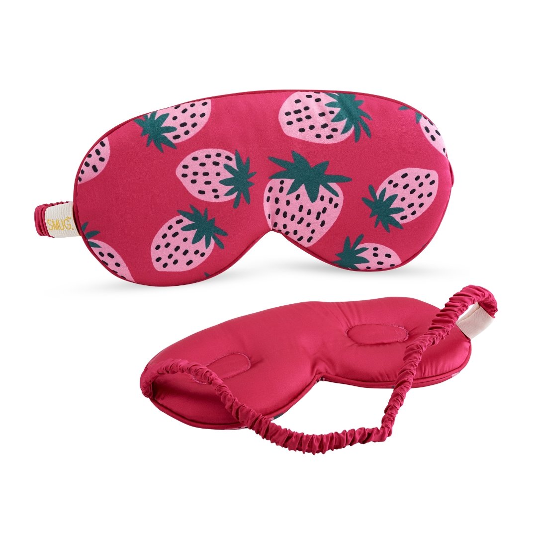 SMUG Cloud Padded Satin Sleep Mask - Strawberry Dreams Print