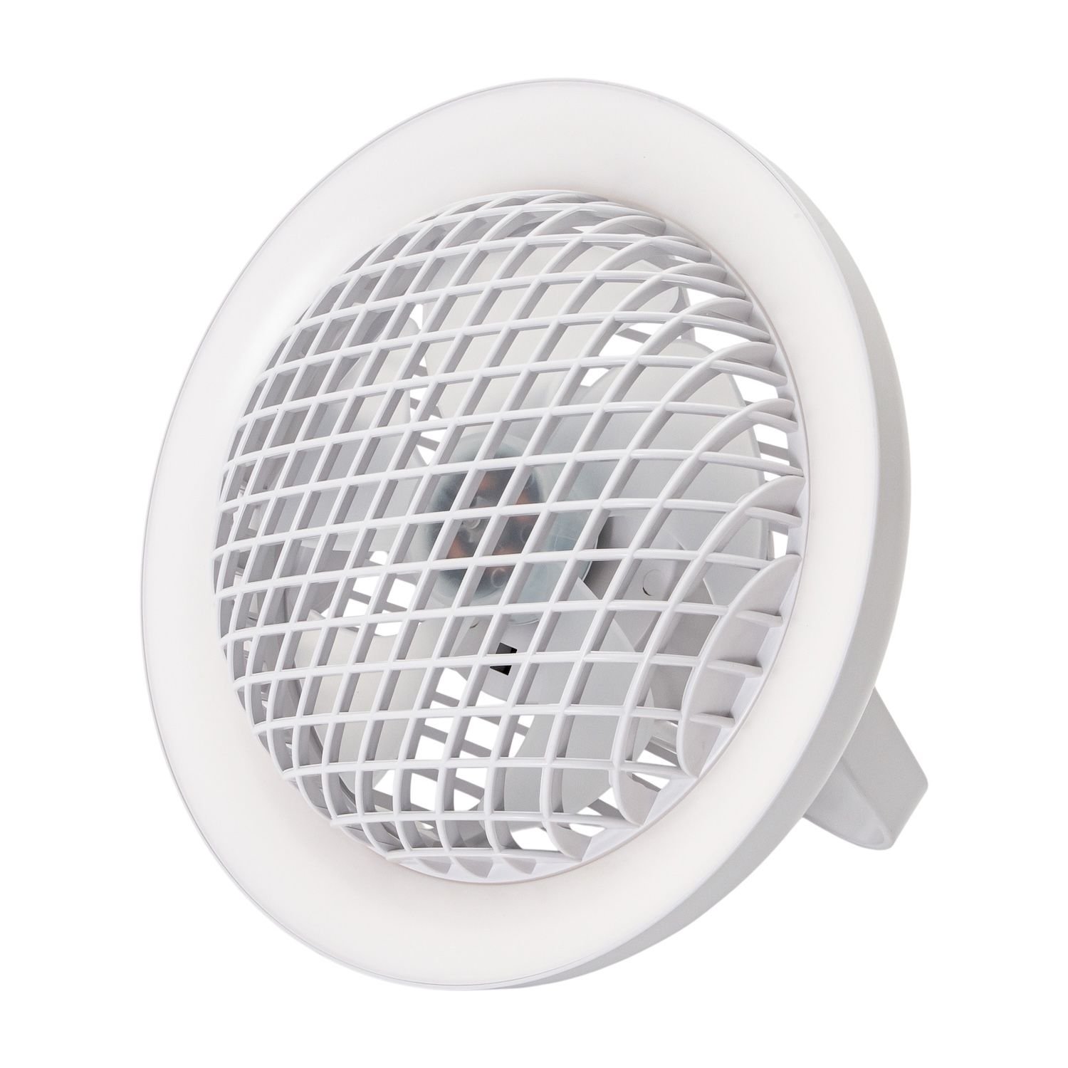 Happy Homewares White Rechargeable 3 Speed Fan with LED Desk Lamp - 20cm